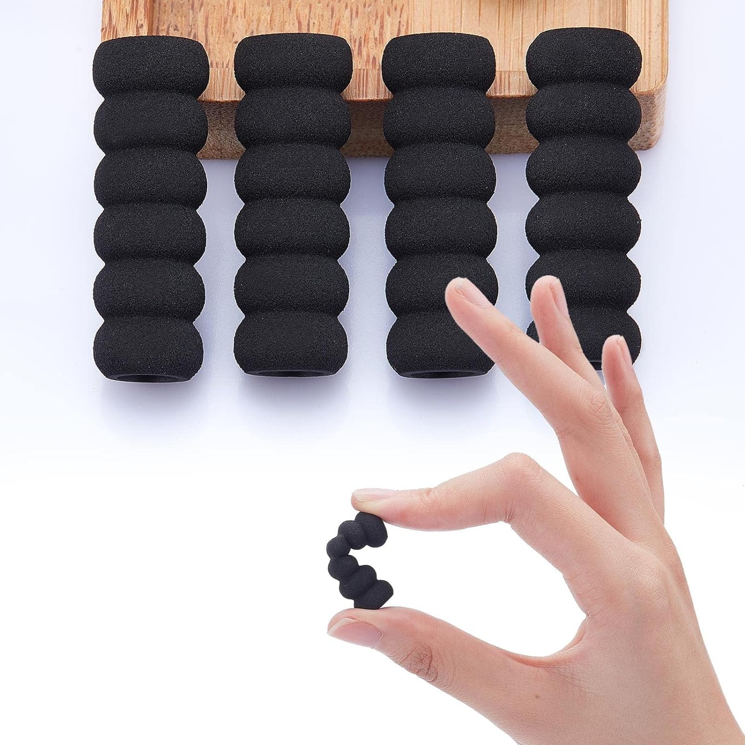 60PCS Foam Pencil Holder Grips Black Pen Grippers Pencil Cushion Pen Holder Sponge Grips Painting Drawing for Adults Arthritis Writing Relieving Fingers Fatigue