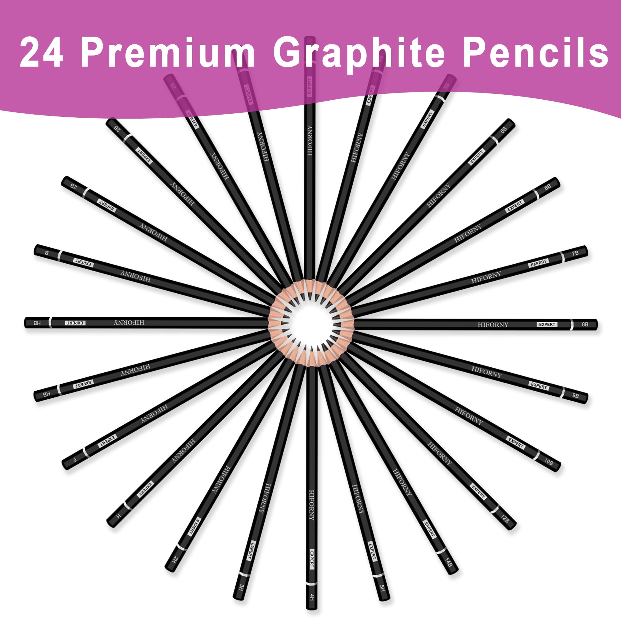 24 Pcs Sketch Pencils for Drawing,Graphite Pencils(14B - 5H),Drawing Pencils,Art Pencils,Graphite Pencils for Drawing,Drafting Pencils,Art Pencils with 19 Grades - Ideal for Beginners & Artists