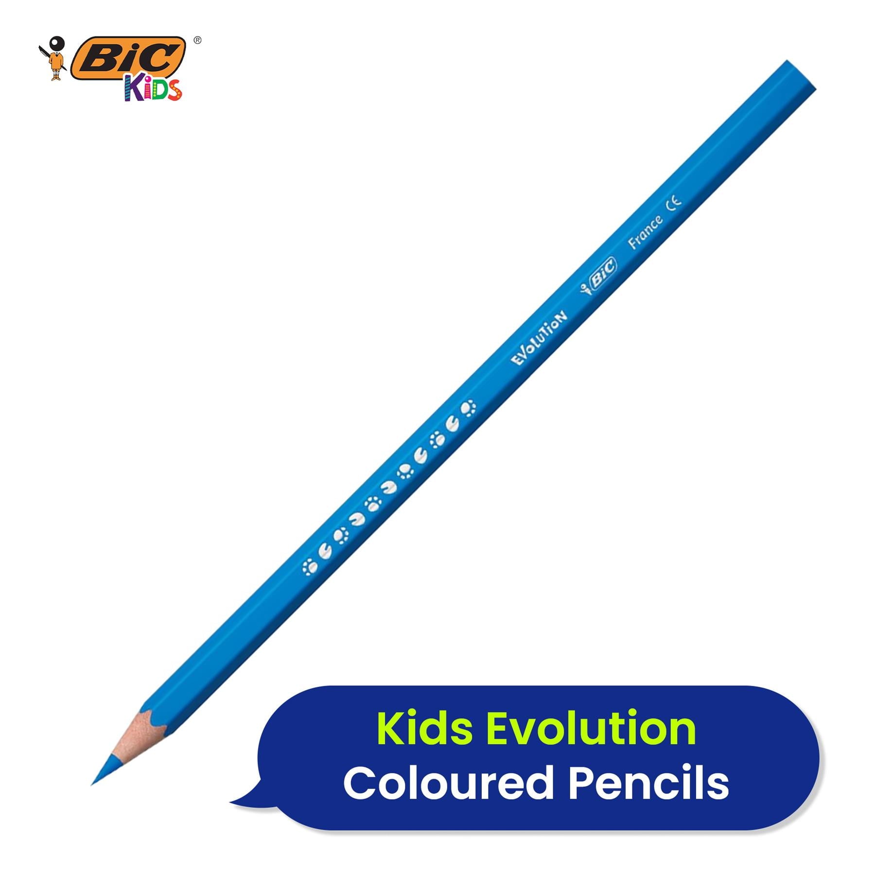 BIC Kids 12 Pack Evolution Coloured Pencils, Vivid, Easy to Sharpen, Extra Durable for School
