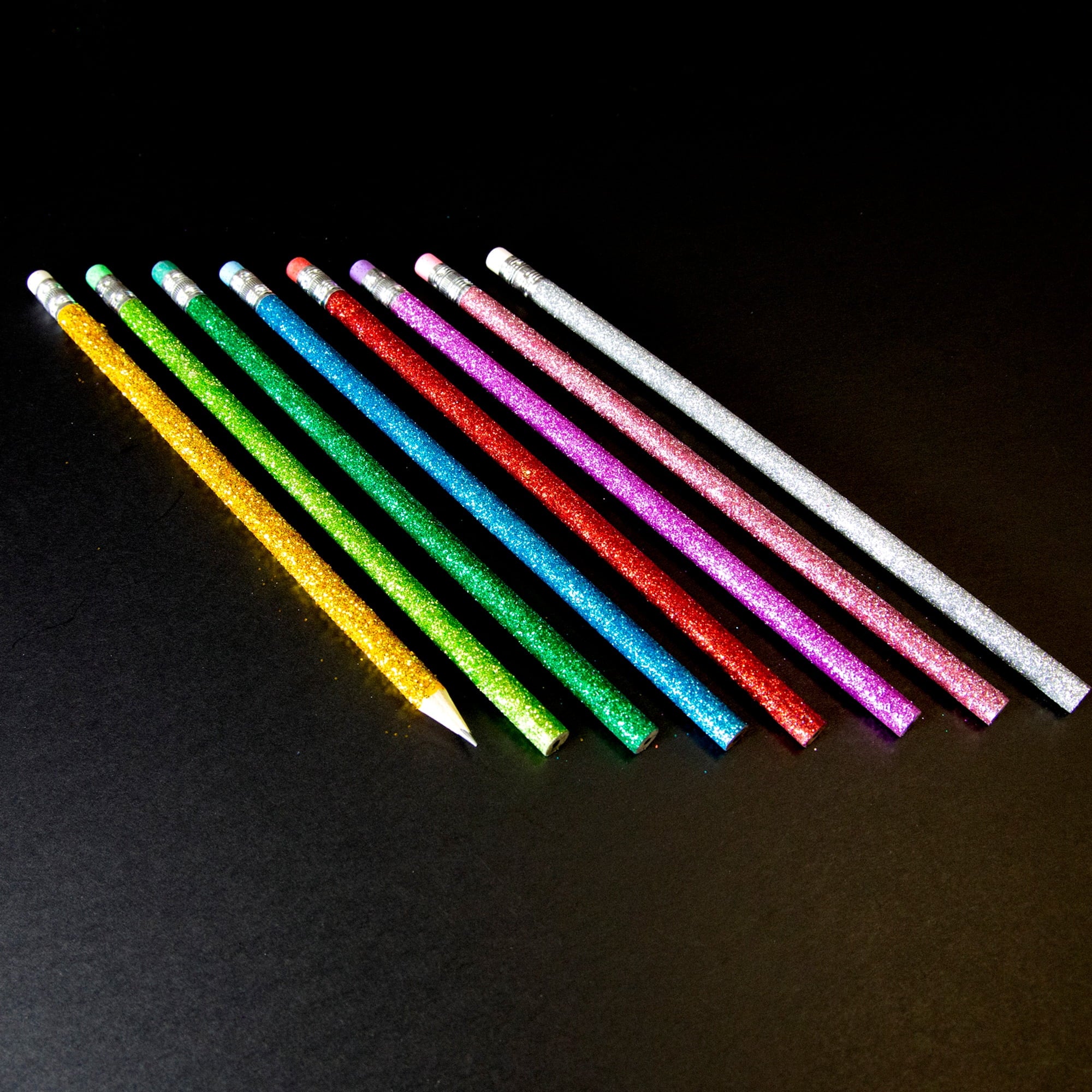 BAZIC Glitter Metallic Pencils, Latex Free Eraser, (8/Pack), 1-Pack