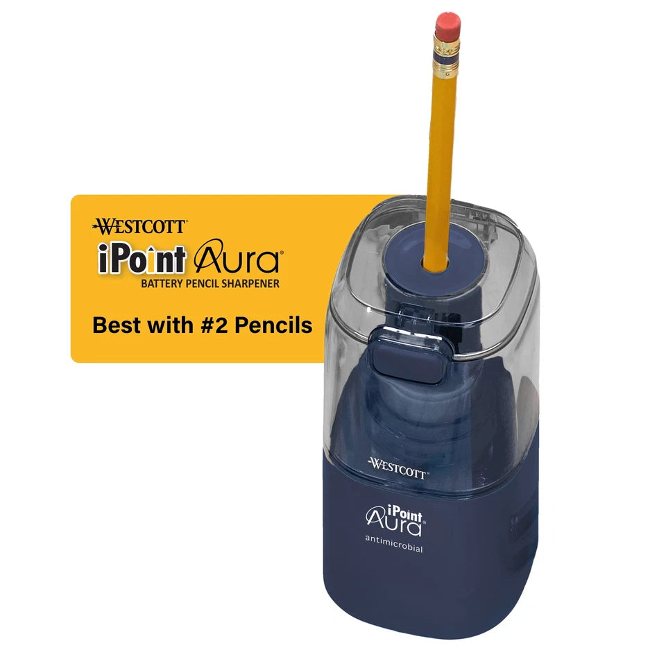 Battery Pencil Sharpener, Titanium, Anti-Microbial, Office, Blue, 1-Count