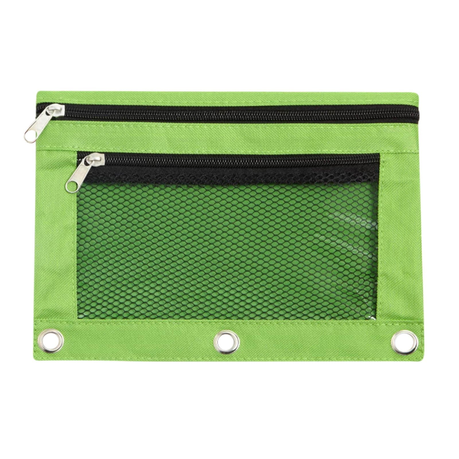 Blukids Pencil Pouch for 3 Ring Binder, Pencil Pouch with Double Pocket, Double Zipper Pencil Pouches,Pencil Bag with Mesh Window Pencil Pouches,Binder Pencil Pouch for Office Products Pen Bag(Red)