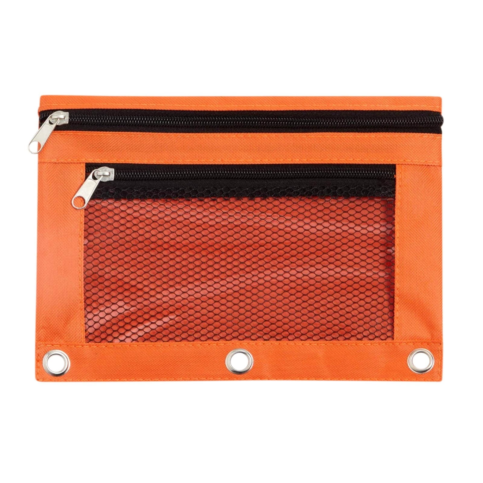 Blukids Pencil Pouch for 3 Ring Binder, Pencil Pouch with Double Pocket, Double Zipper Pencil Pouches,Pencil Bag with Mesh Window Pencil Pouches,Binder Pencil Pouch for Office Products Pen Bag(Red)