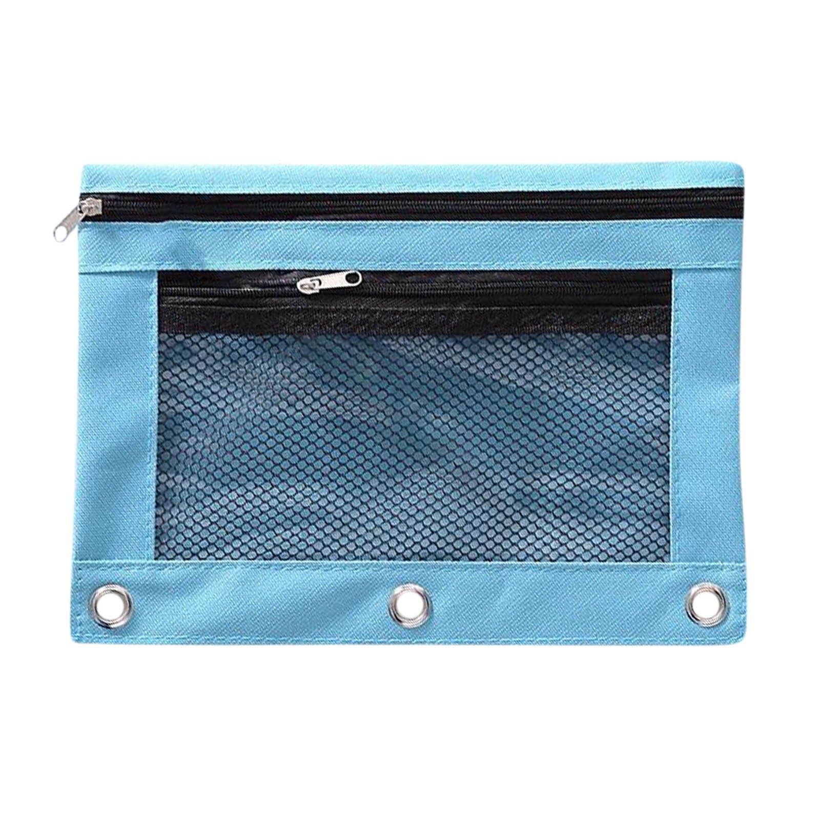 Blukids Pencil Pouch for 3 Ring Binder, Pencil Pouch with Double Pocket, Double Zipper Pencil Pouches,Pencil Bag with Mesh Window Pencil Pouches,Binder Pencil Pouch for Office Products Pen Bag(Red)