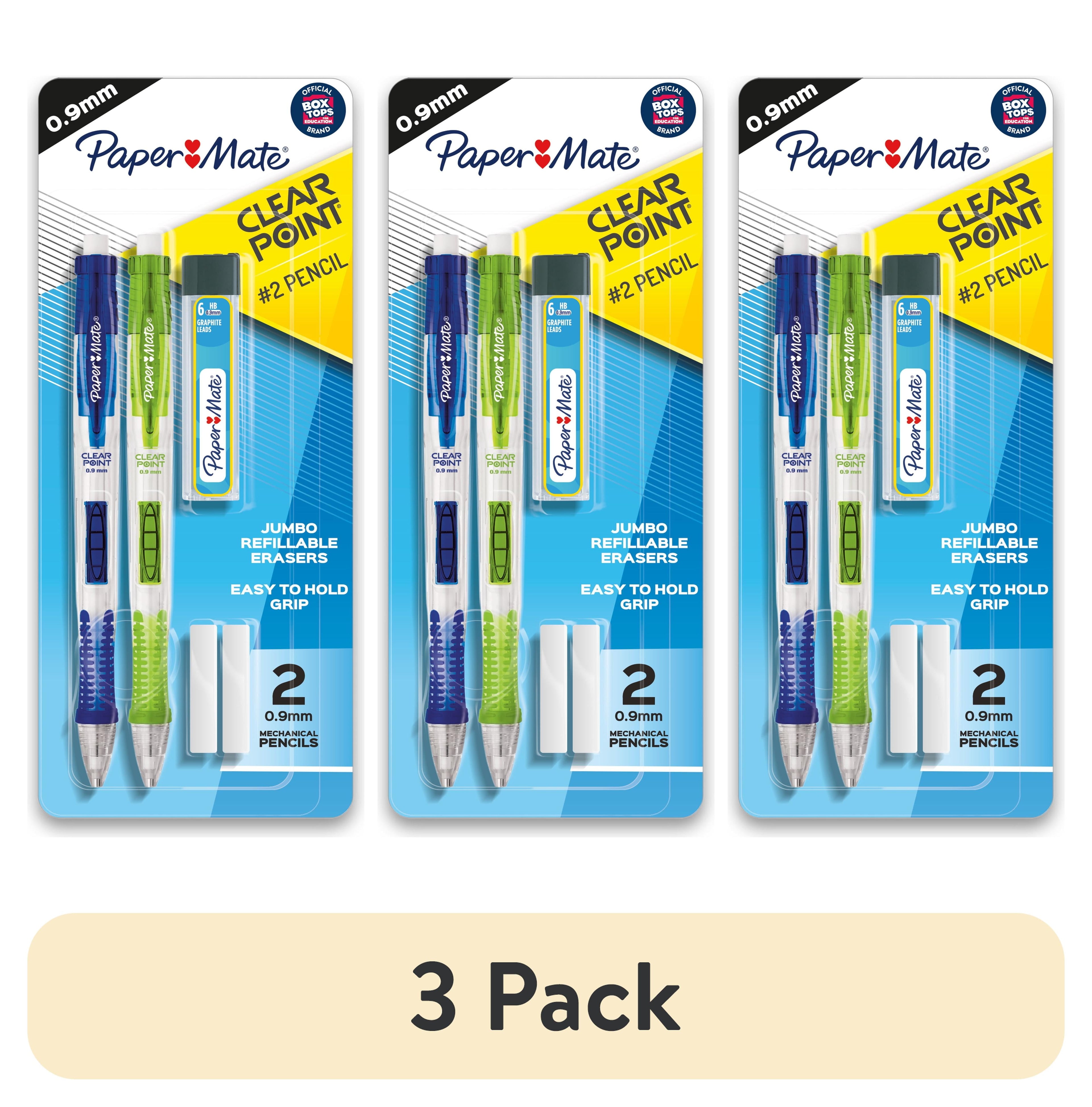 (3 pack) Paper Mate Clearpoint Mechanical Pencils Starter Kit, HB #2 Lead (0.9mm), Assorted Barrels, 2 Count