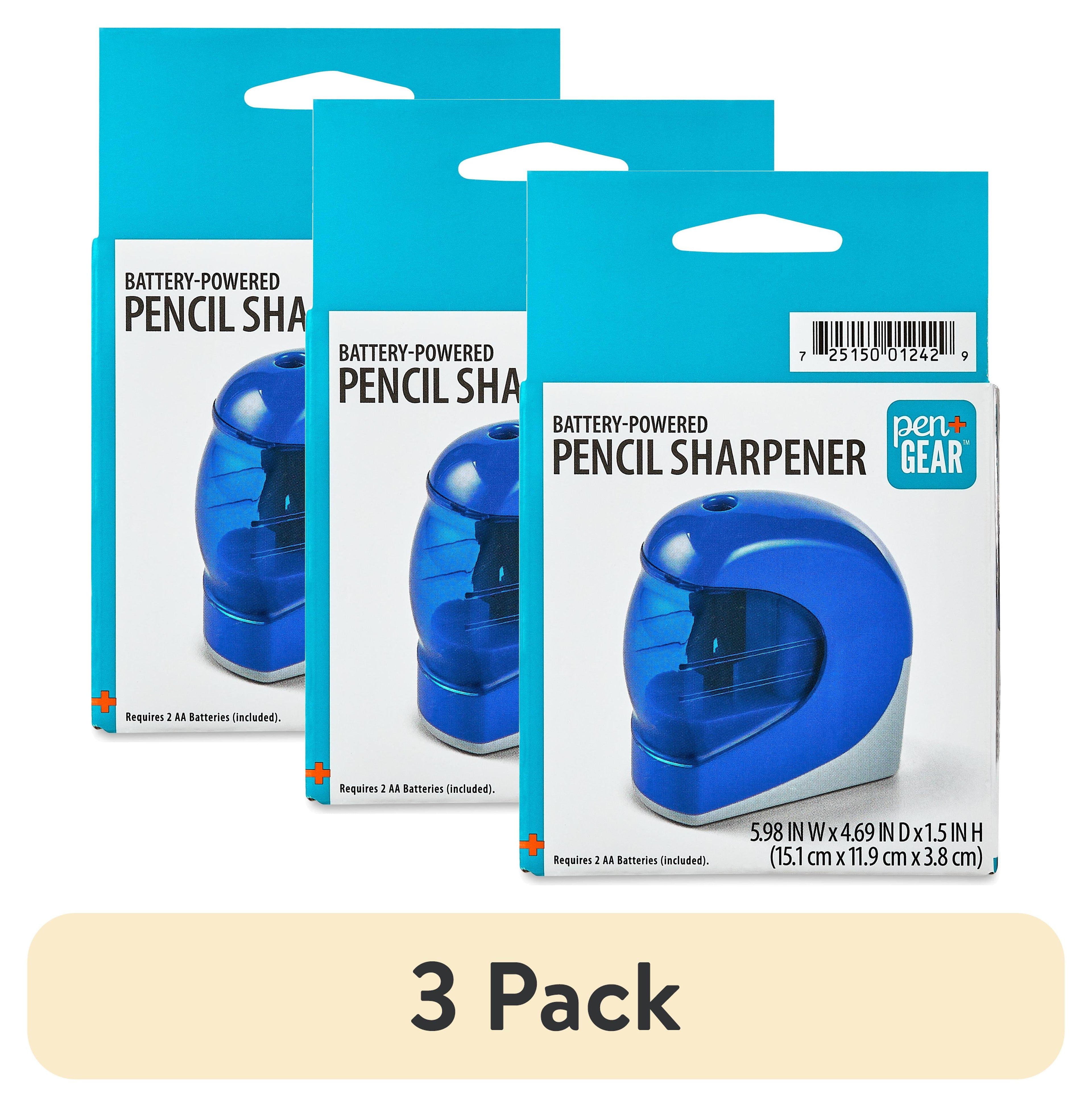 (3 pack) Pen+Gear Battery-Operated Pencil Sharpener, Blue