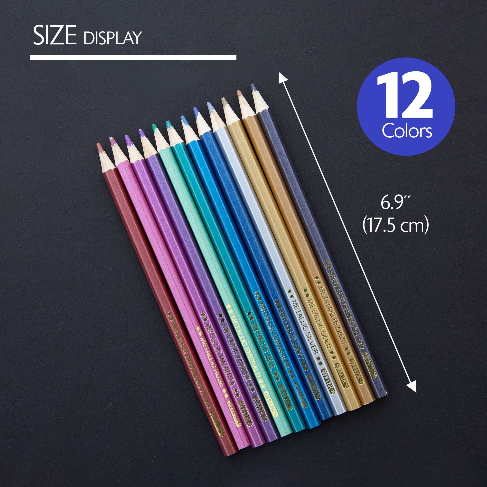 BAZIC Metallic Colored Pencils (12 Count)