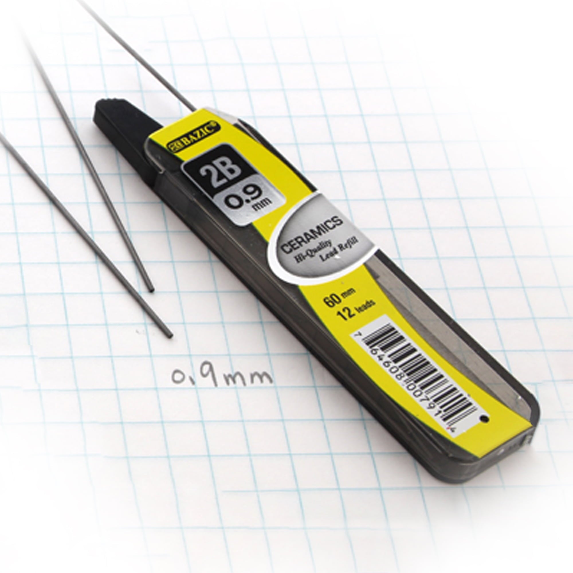 BAZIC Ceramics Mechanical Pencil Lead Refills 2B 0.9mm (36 Count/Pack), 24-Pack