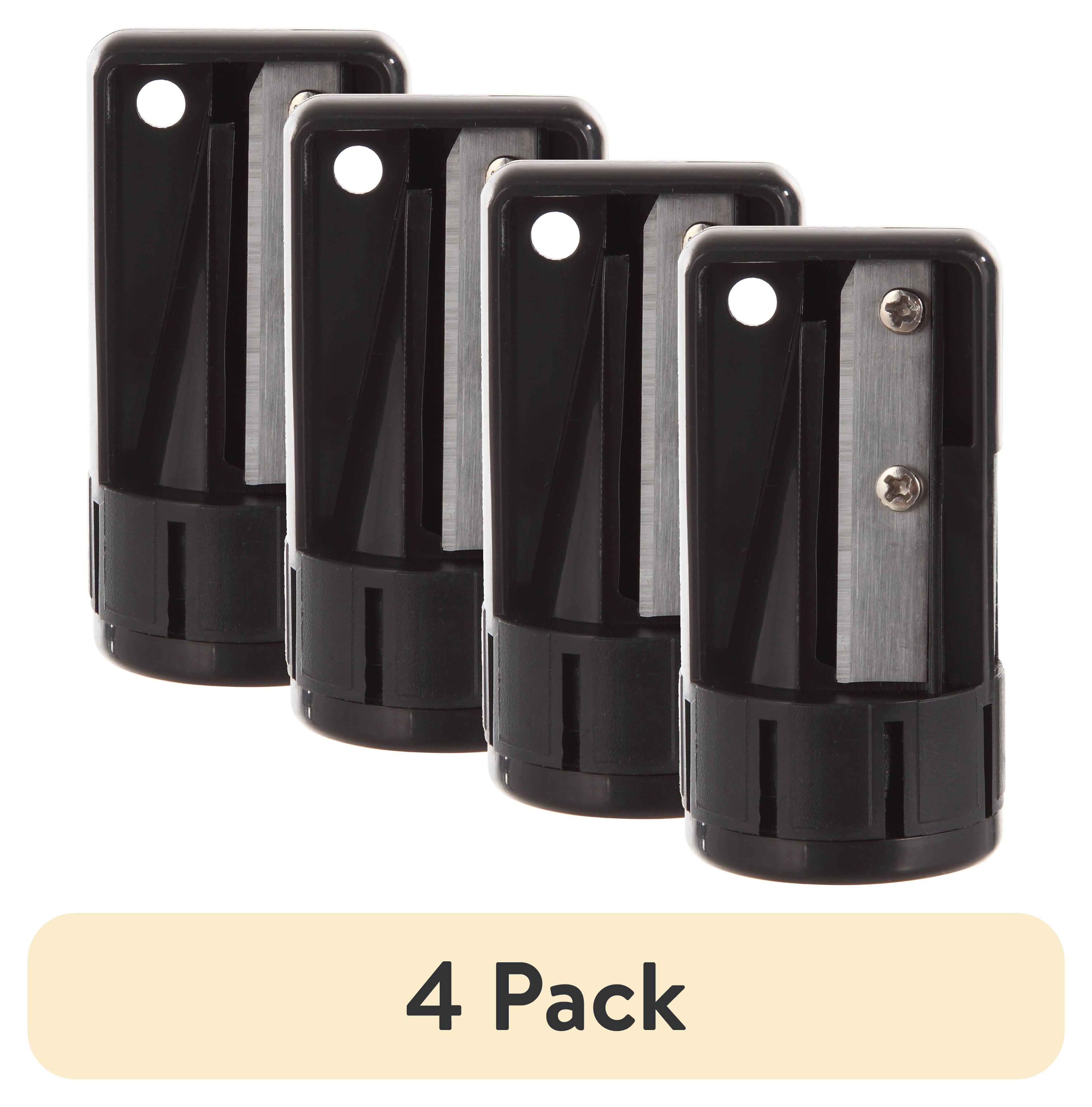 (4 pack) Hyper Tough Manual Pencil Sharpener for Carpenter Pencils with 1 Key Chain Hole, Black TR50133B