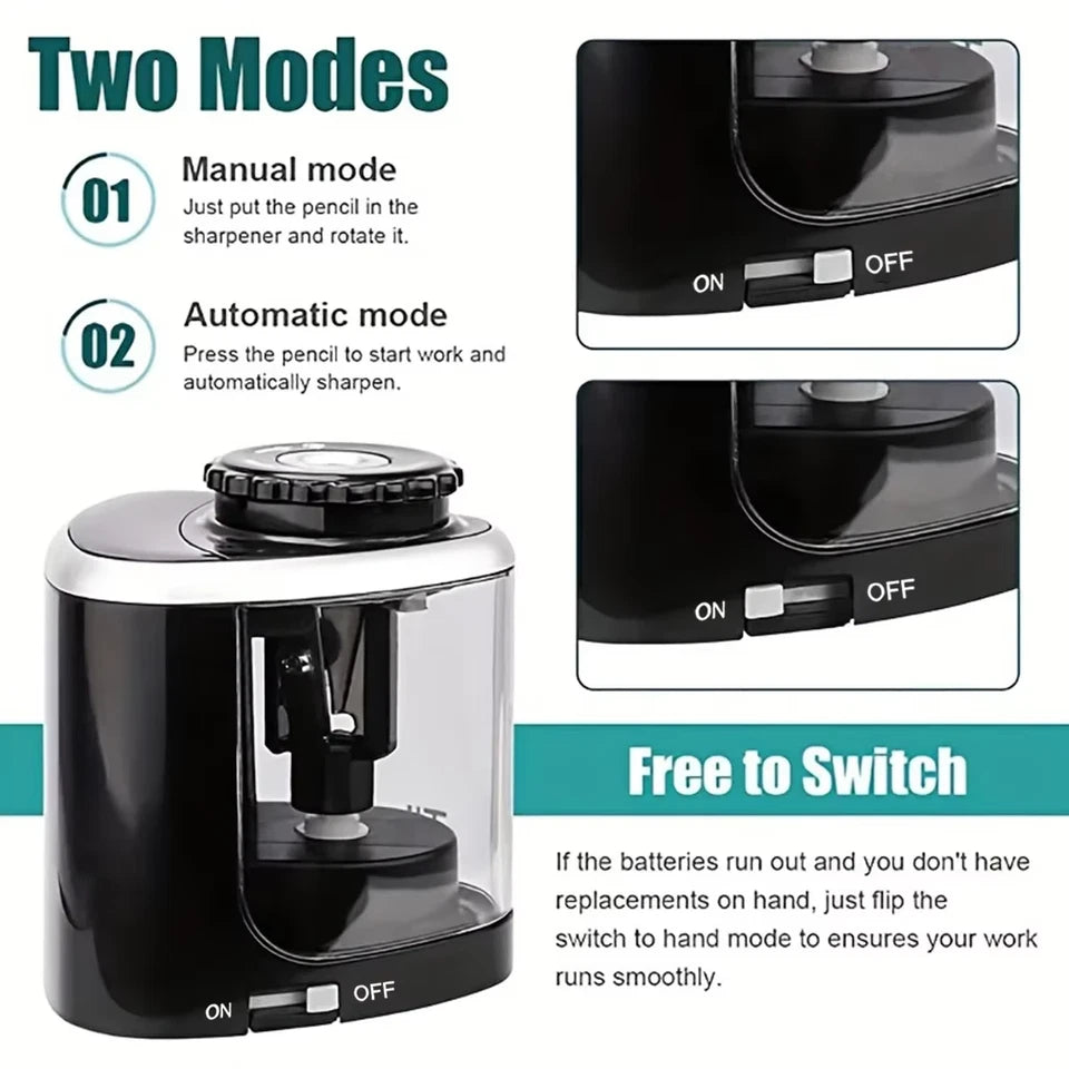 2Pc Automatic Electric Pencil Sharpener, Helical Blade Fast Sharpen For Home