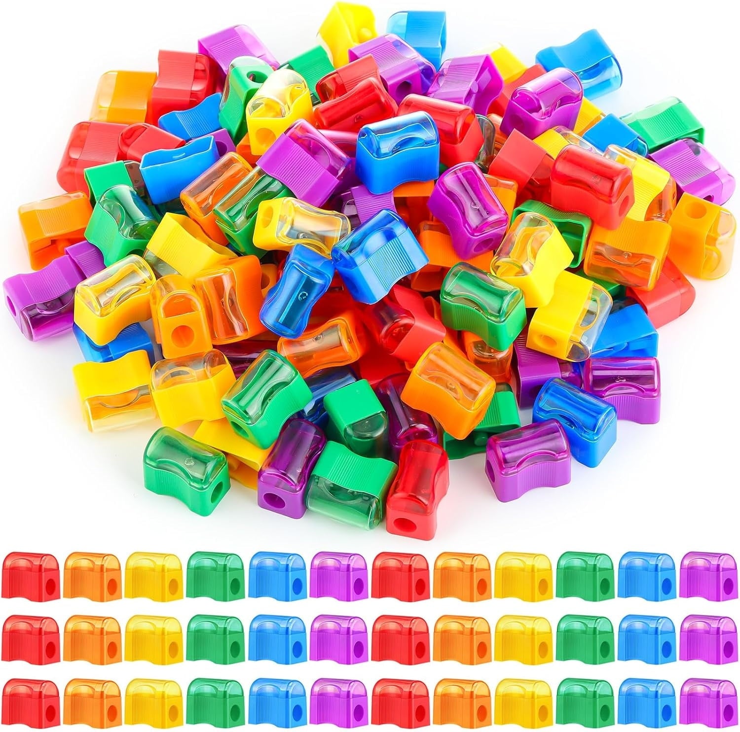 480 Pcs Pencil Sharpener Handheld Bulk Mini Pencil Sharpener with Covers Colorful Round Manual for Back to School Donation Supplies Party Favors, 6 Colors