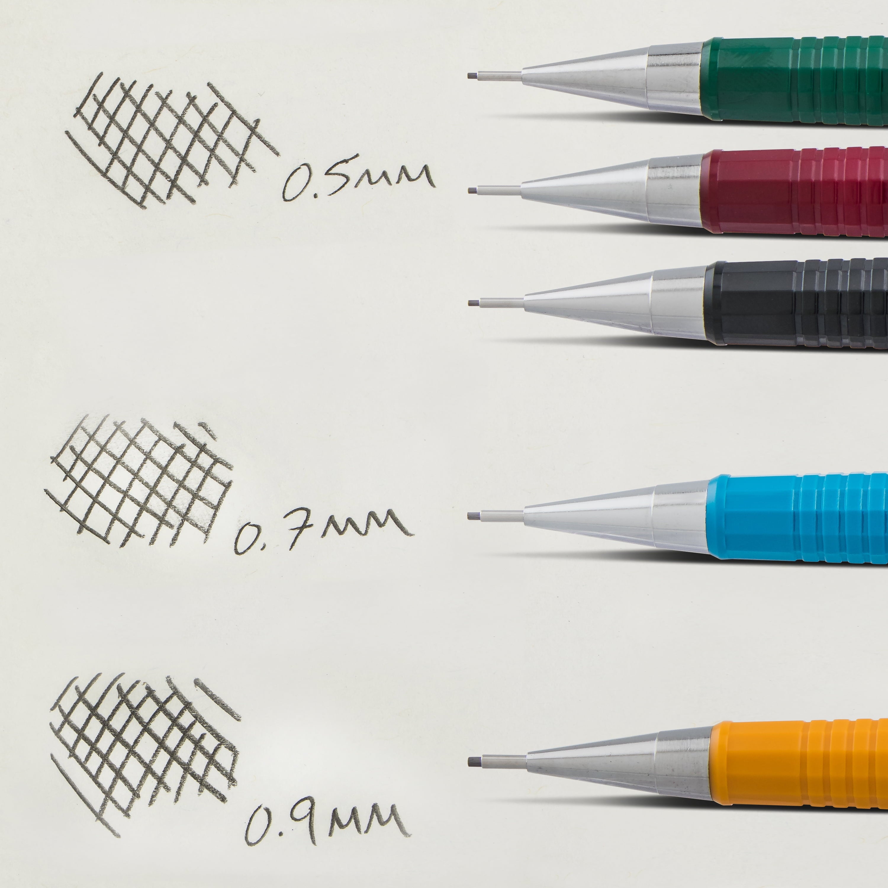 Pentel Sharp Mechanical Pencil 3 Pack Assorted Barrels (1 Each 0.5mm, 0.7mm, 0.9mm)