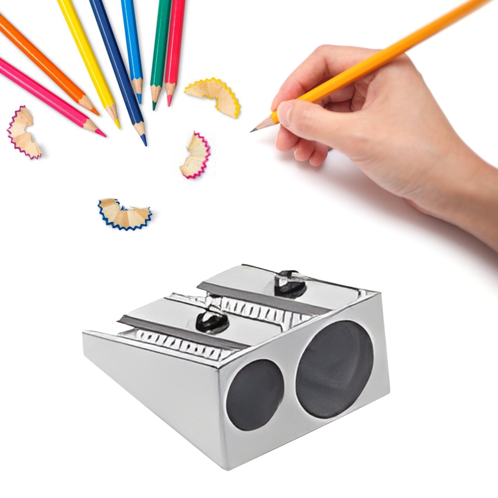 Blukids 12 Pack Mini Manual Pencil Sharpeners with One Hole Portable & Durable Aluminum Penccil Sharpeners for Adults Office Supplies