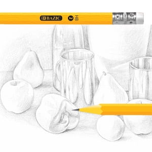 BAZIC Pencil #2 HB Pencils, Latex Free Eraser, Wood Free Yellow Unsharpened (12/Pack), 1-Pack