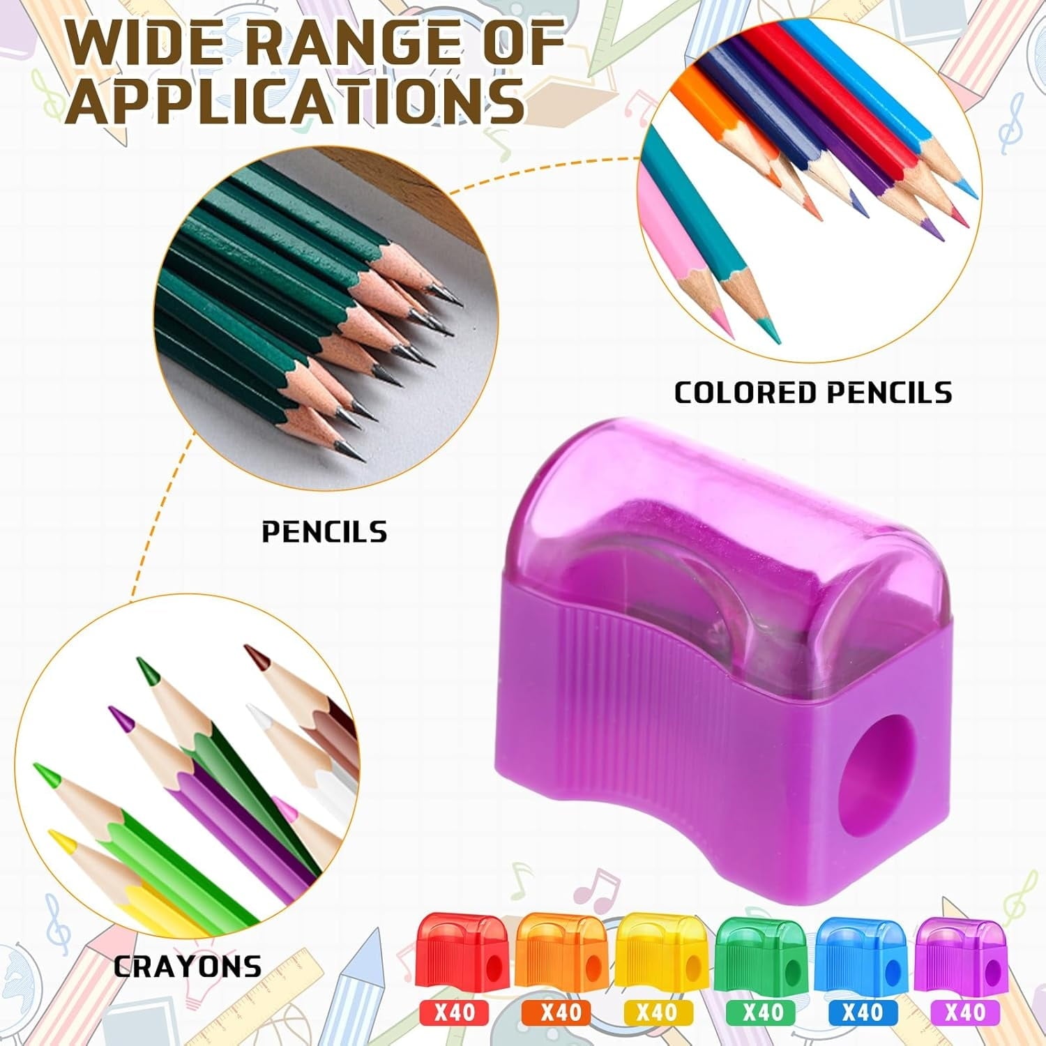480 Pcs Pencil Sharpener Handheld Bulk Mini Pencil Sharpener with Covers Colorful Round Manual for Back to School Donation Supplies Party Favors, 6 Colors