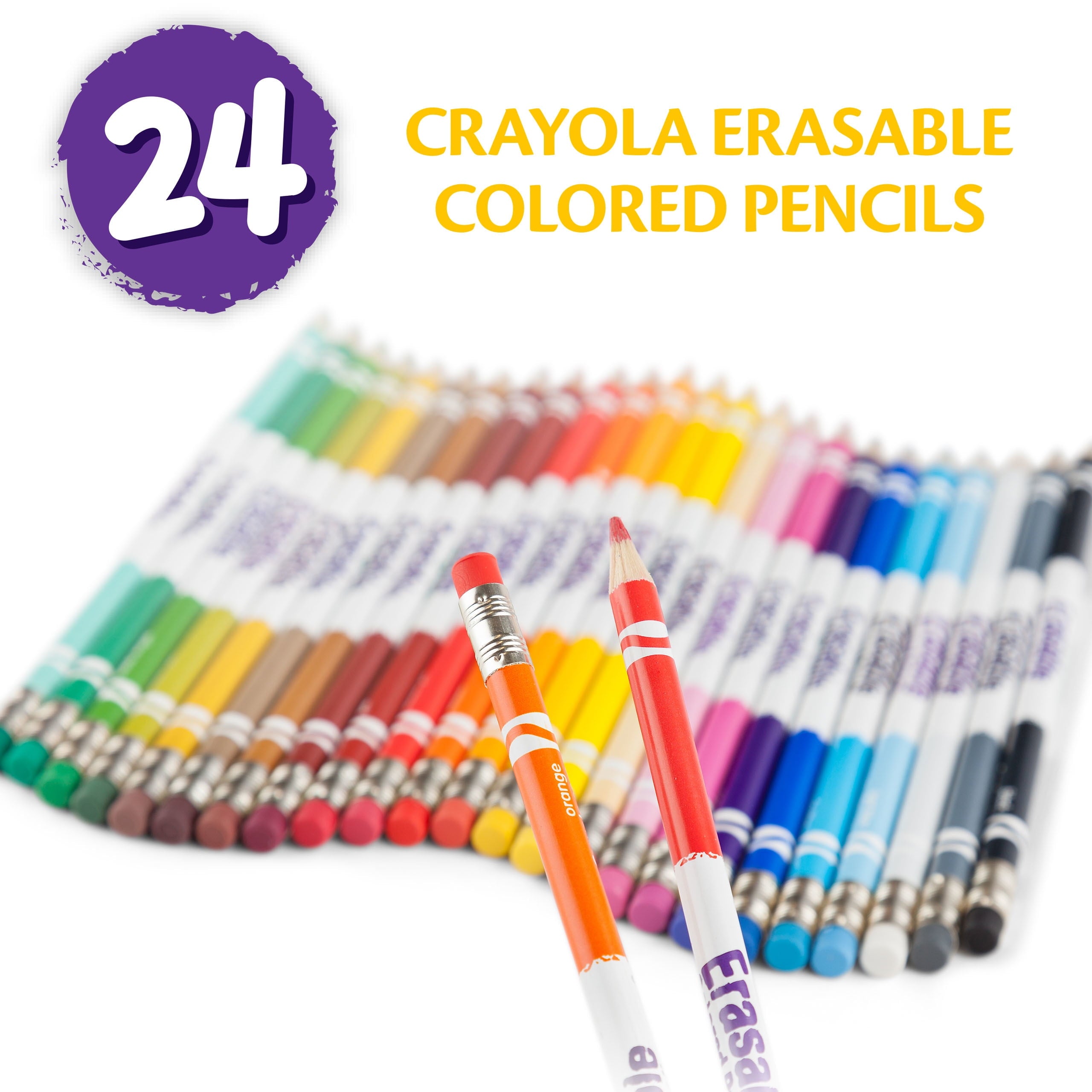 (3 pack) Crayola Erasable Colored Pencils, 24 Ct, School Supplies for Kids and Teachers, Classroom Supplies, Gift
