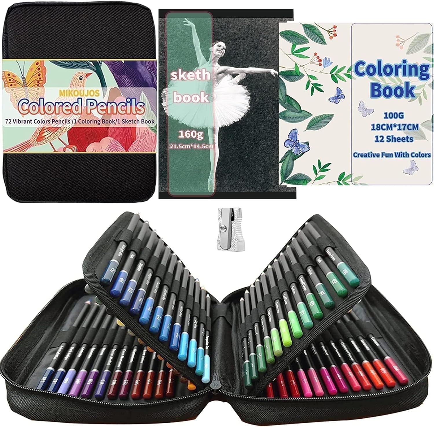 72 Colored Pencils Set,Artist Color Pencil Kit for Adult Coloring Drawing Sketching|Soft Core,Oil Based Coloured Pencil,Coloring Book,Sketchpad,Sharpener,School Supplies