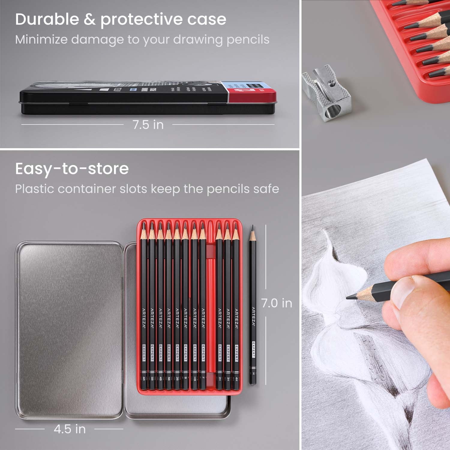 Arteza Professional Graphite Drawing Pencils - 12 Pack