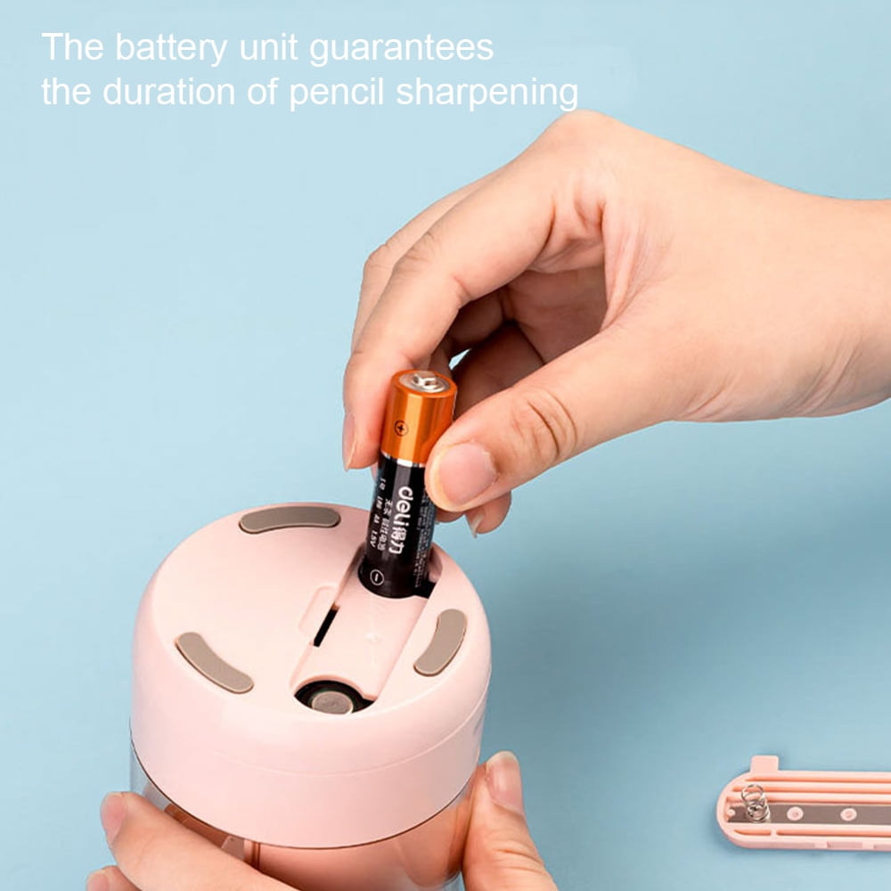 Deli Electric Pencil Sharpener Automatic Sharpener Pencil Sharpening Machine, Battery Operated,Pink