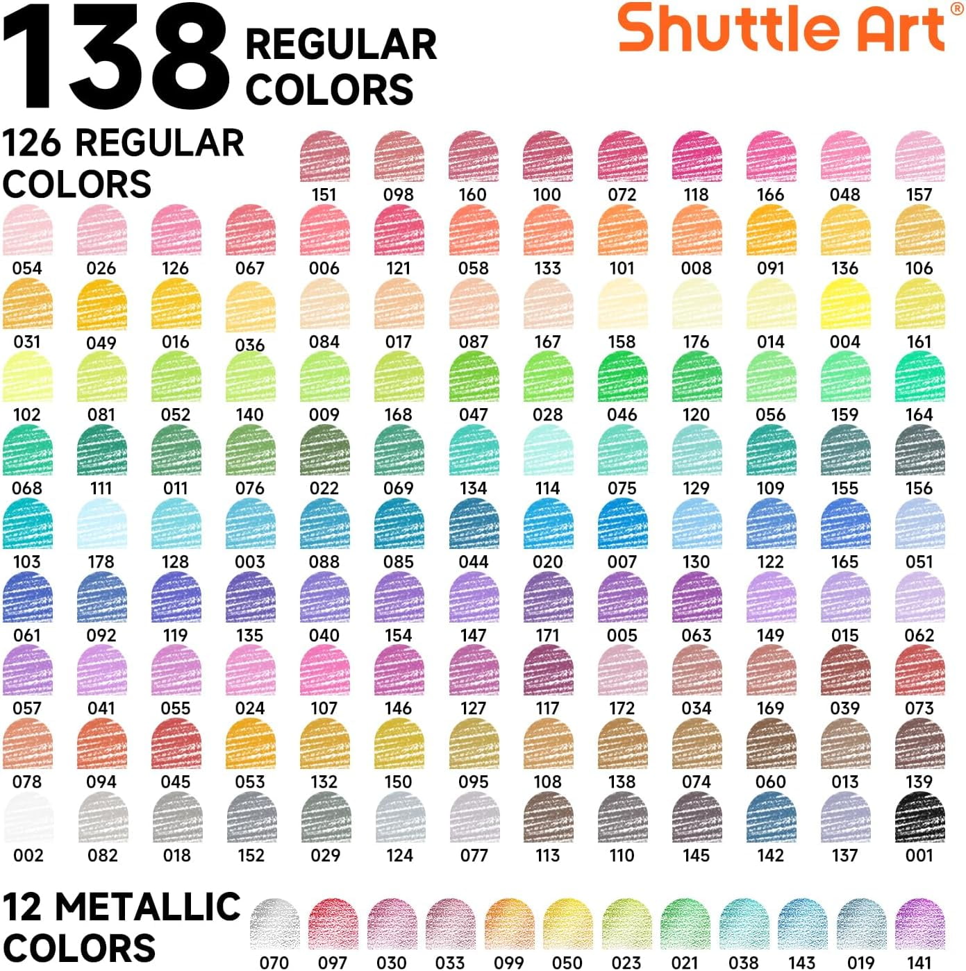 138 Colors Professional Colored Pencils, Shuttle Art Soft Core Coloring Pencils Set with 1 Coloring Book,1 Sketch Pad, 4 Sharpener, 2 Pencil Extender, for Artists Kids Adults Coloring