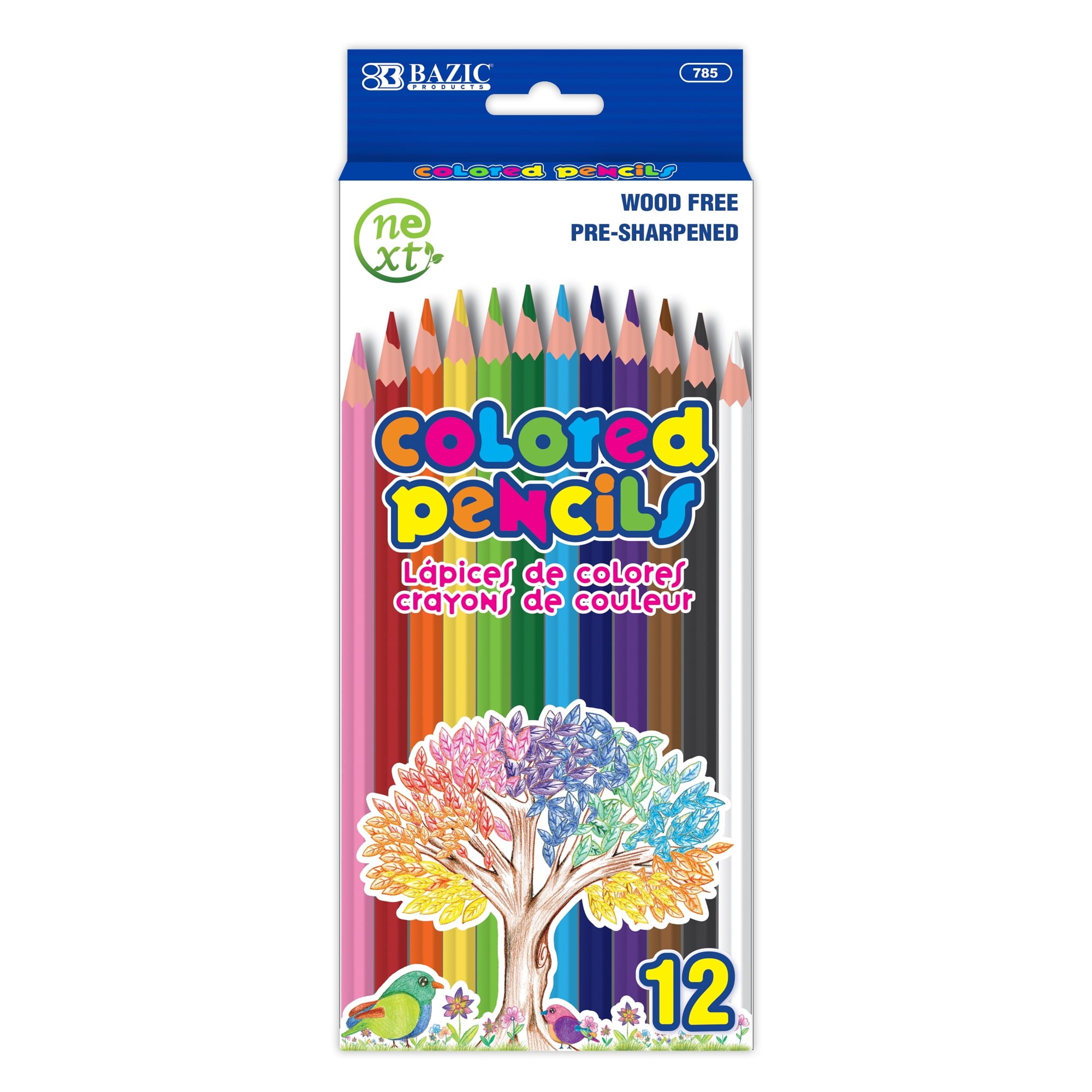 BAZIC 12 Colored Pencils, Set for Art Drawing Sketching, 1-Pack