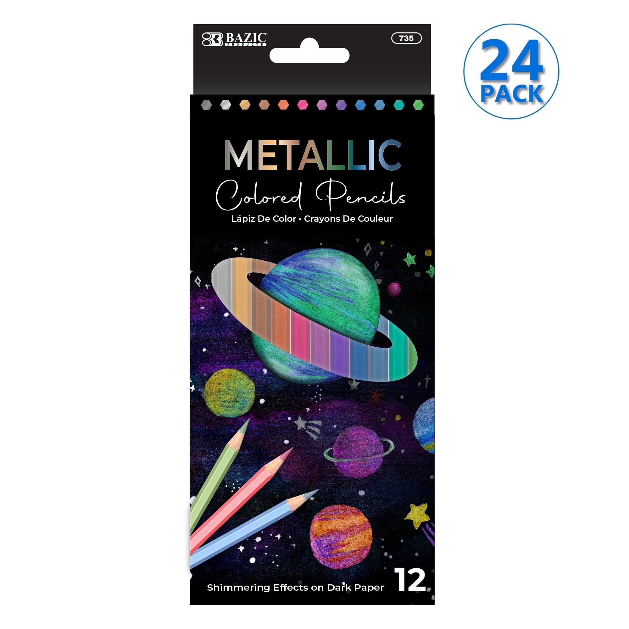 BAZIC Metallic Colored Pencils (12 Count)