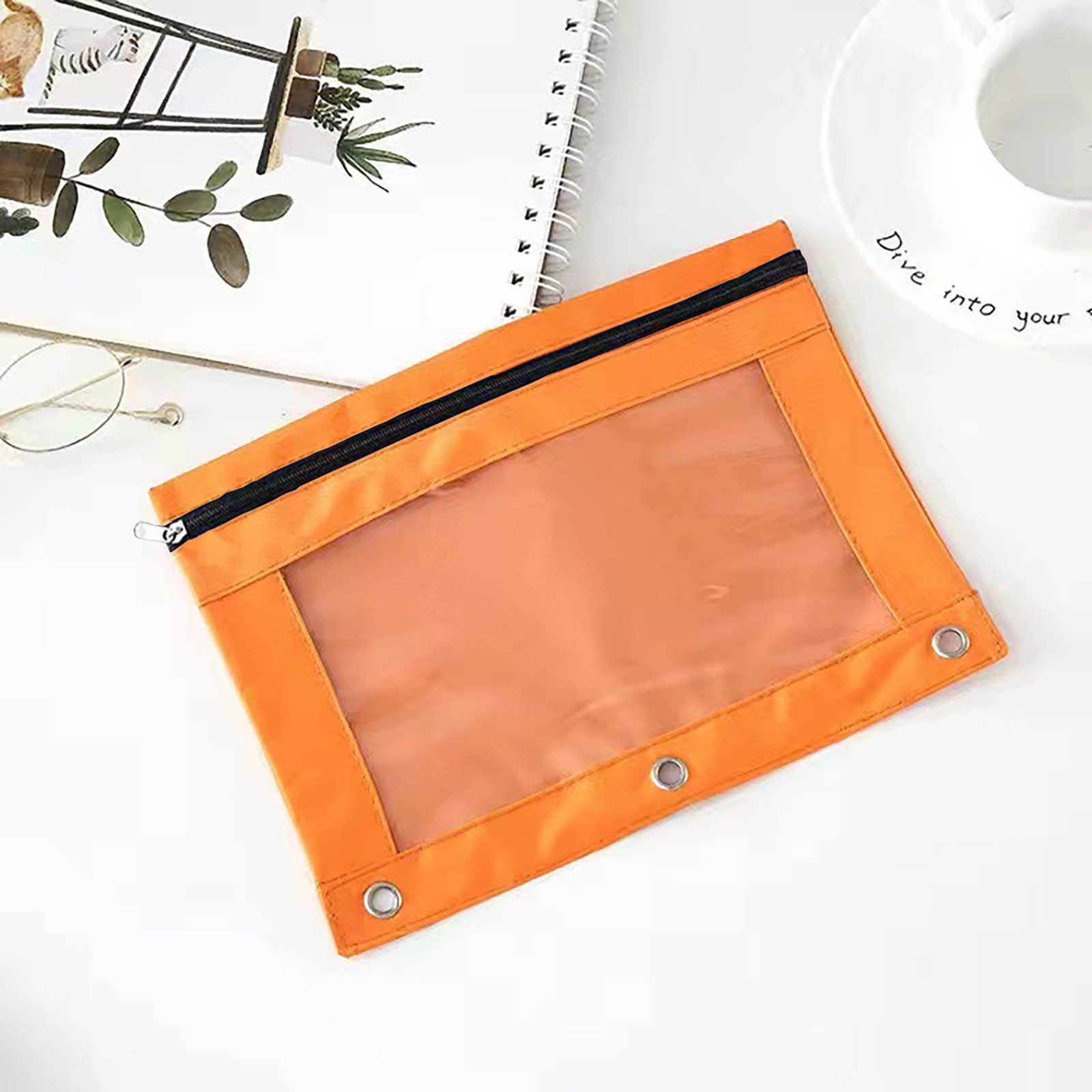 Blukids Pencil Pouch for 3 Ring Binder, Pencil Pouch with Double Pocket, Double Zipper Pencil Pouches,Pencil Bag with Mesh Window Pencil Pouches,Binder Pencil Pouch for Office Products Pen Bag(Red)
