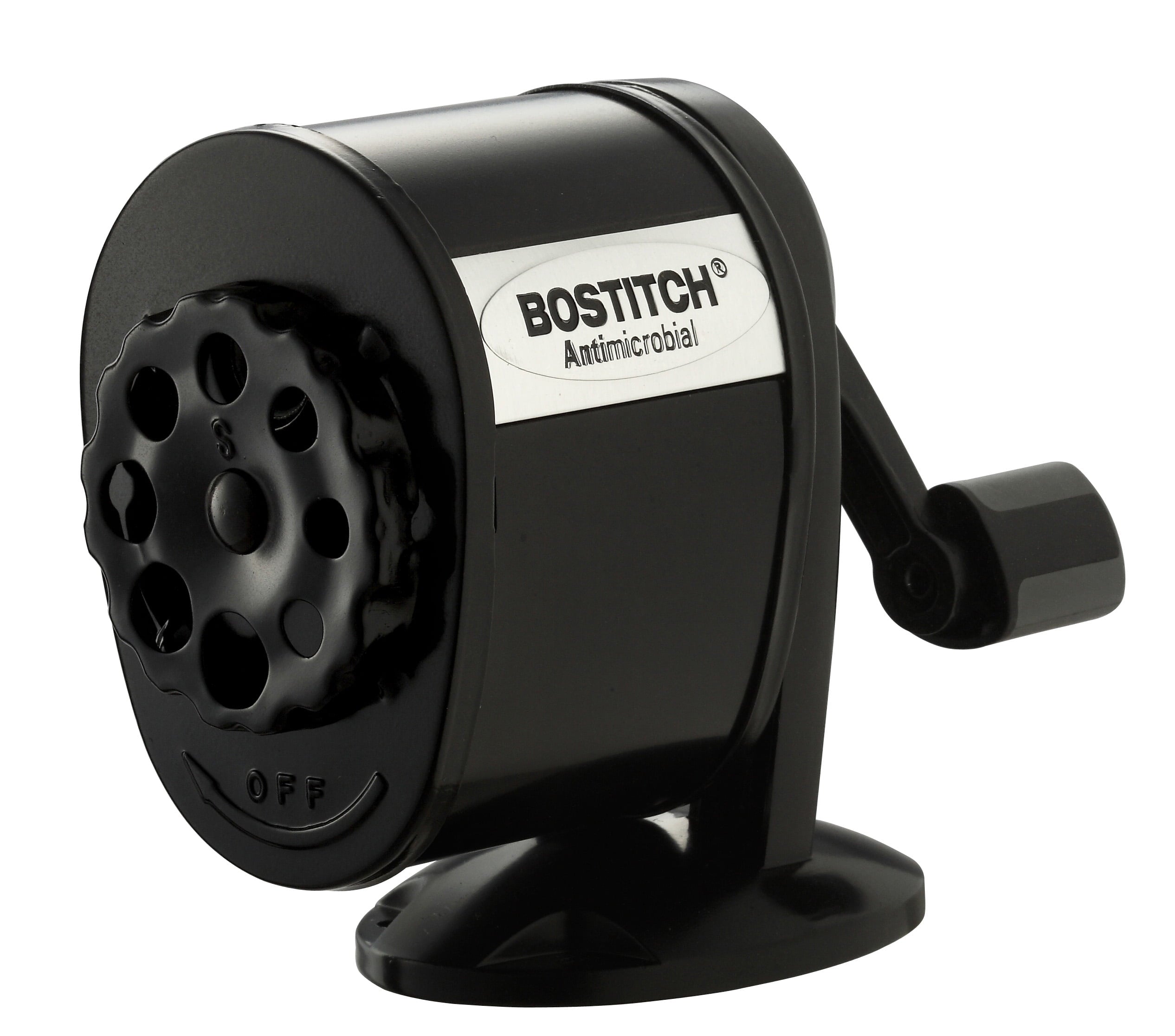 Bostitch Metal Manual Pencil Sharpener, Hand Crank, Fits 8 Pencil Sizes, Black