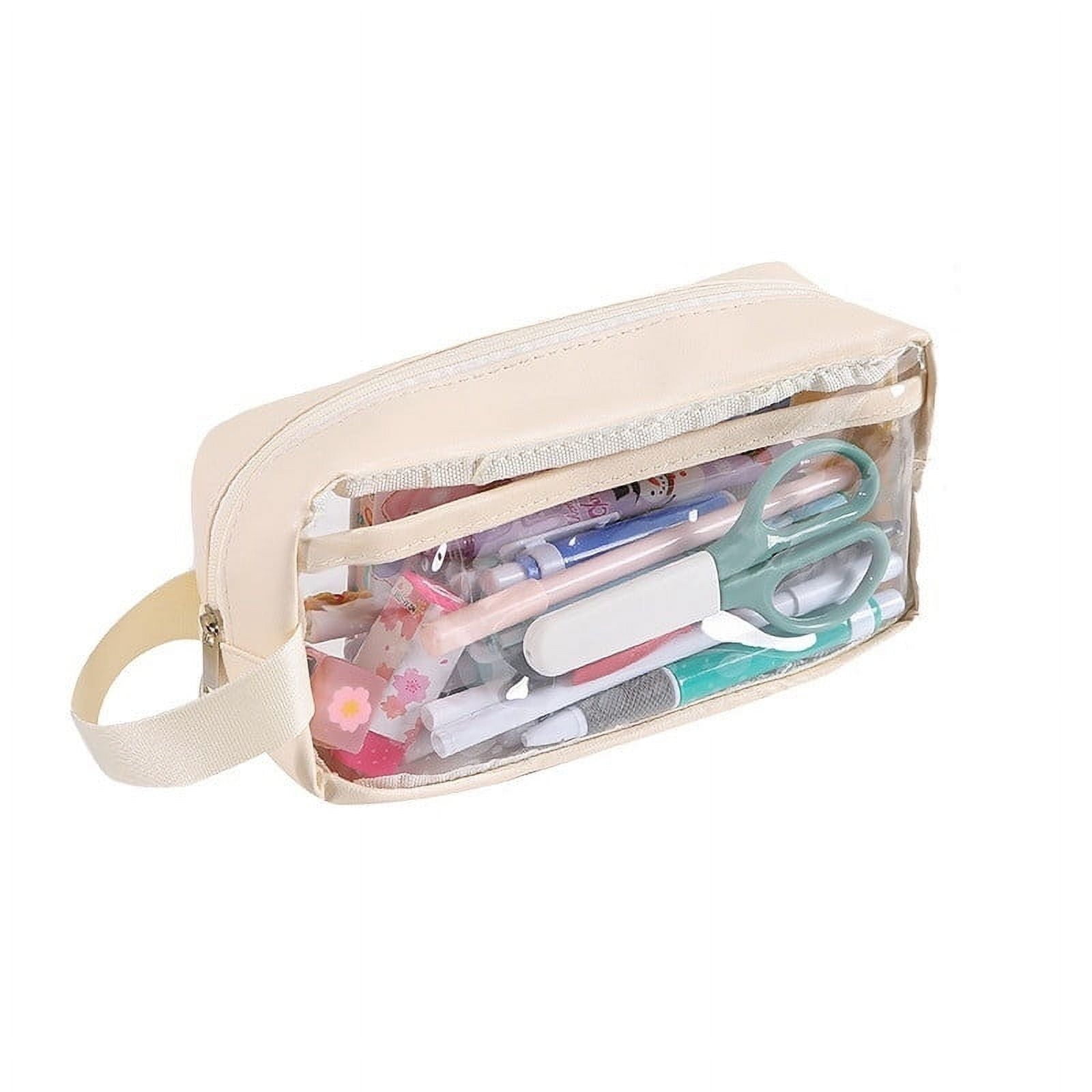 Blukids Pencil Pouch for 3 Ring Binder, Pencil Pouch with Double Pocket, Double Zipper Pencil Pouches,Pencil Bag with Mesh Window Pencil Pouches,Binder Pencil Pouch for Office Products Pen Bag(Red)