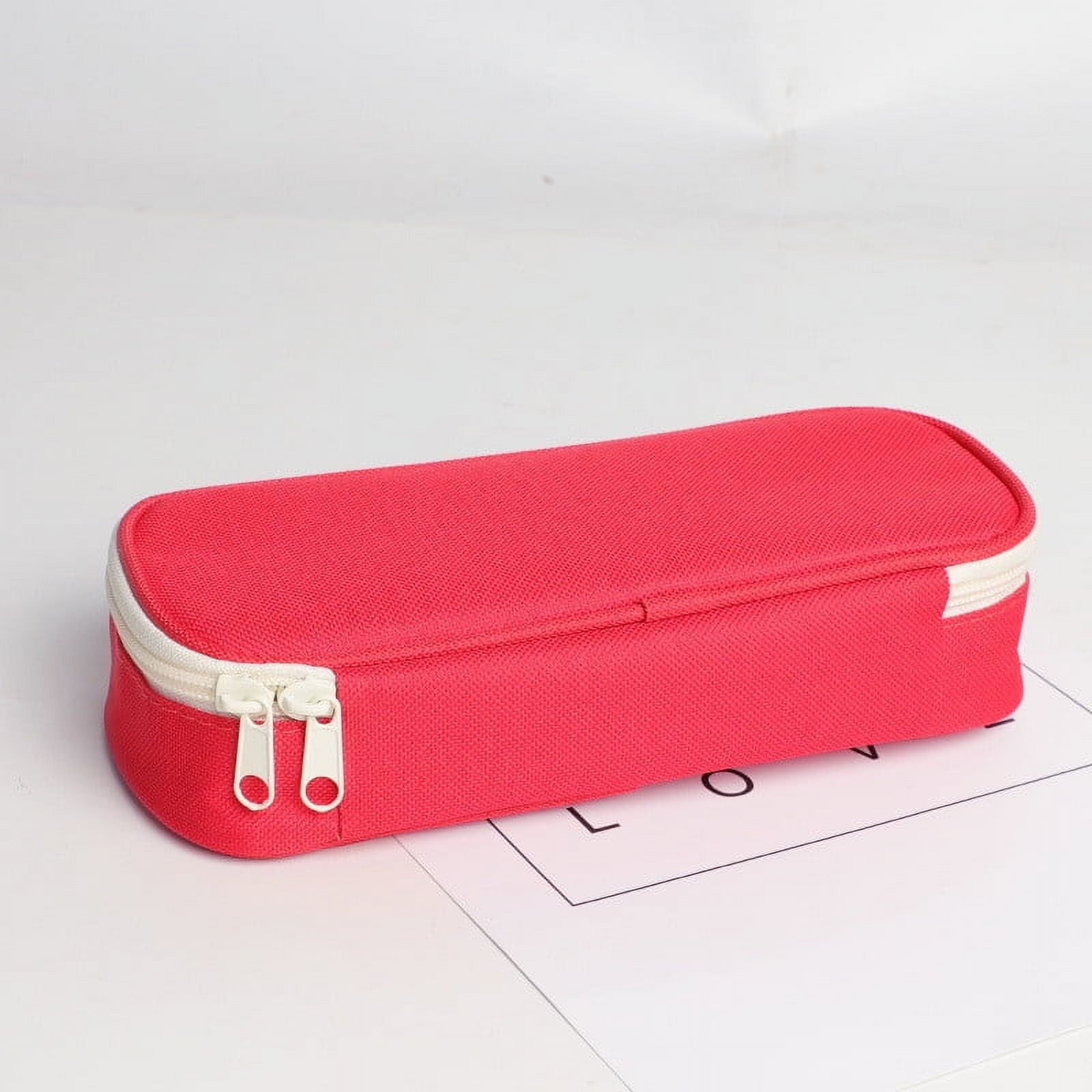 Blukids Pencil Pouch for 3 Ring Binder, Pencil Pouch with Double Pocket, Double Zipper Pencil Pouches,Pencil Bag with Mesh Window Pencil Pouches,Binder Pencil Pouch for Office Products Pen Bag(Red)