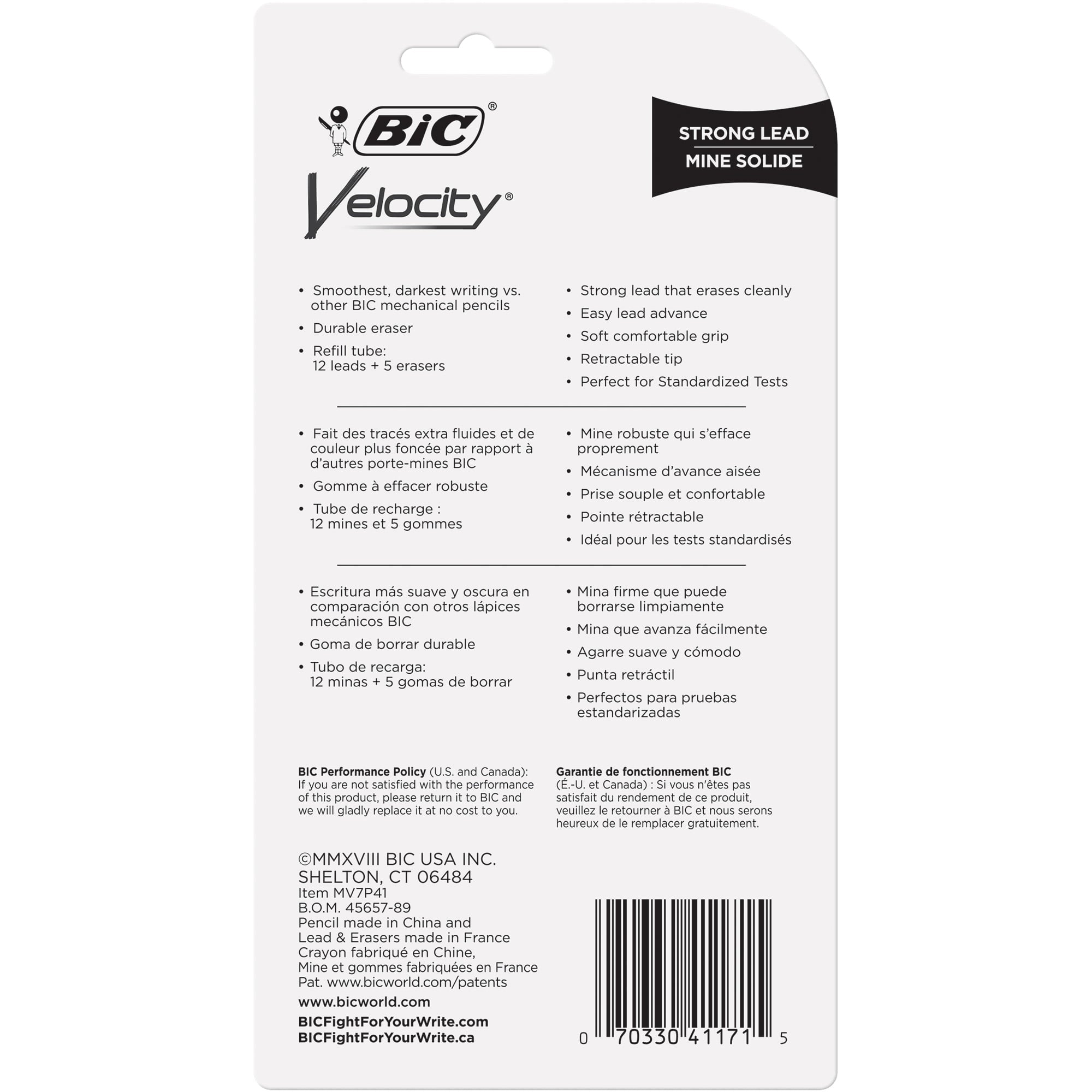 BIC Velocity Mechanical Pencil, Black,  4 Pack