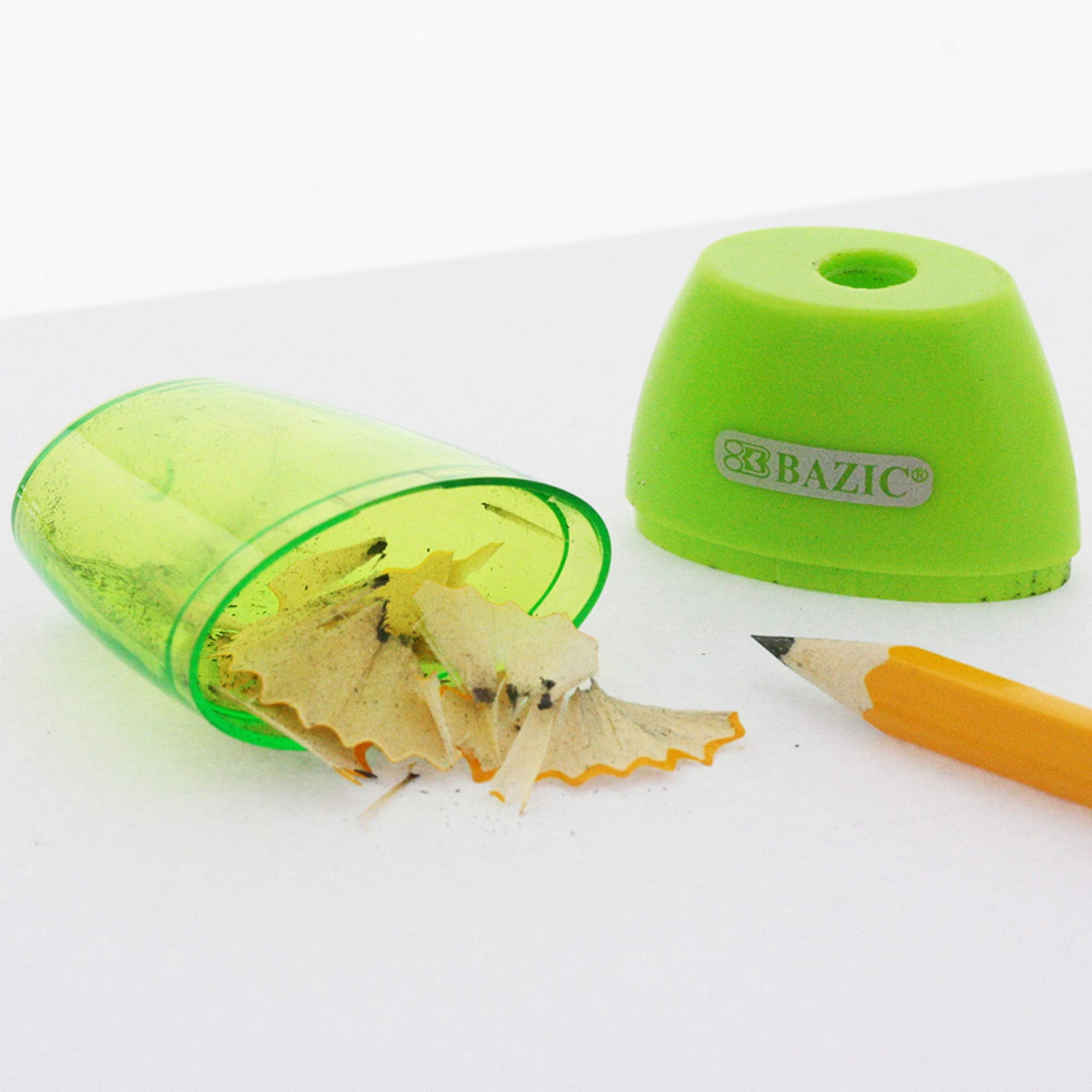 BAZIC Pencil Sharpener Single Hole Blade w/ Receptacle, (3/Pack), 1-Pack