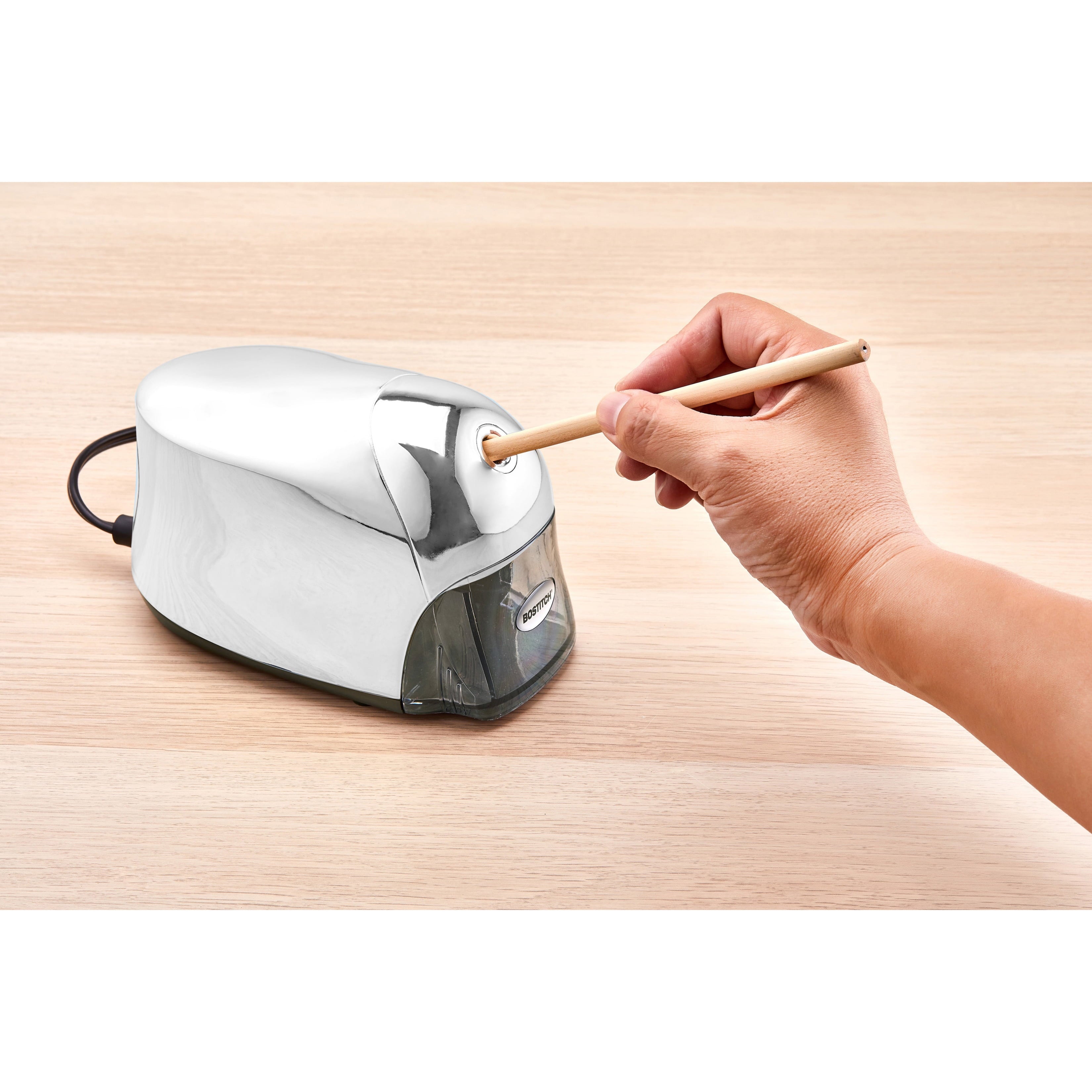 Bostitch Office QuietSharp Executive Heavy Duty Electric Pencil Sharpener, Colored-Pencil Compatible, Chrome