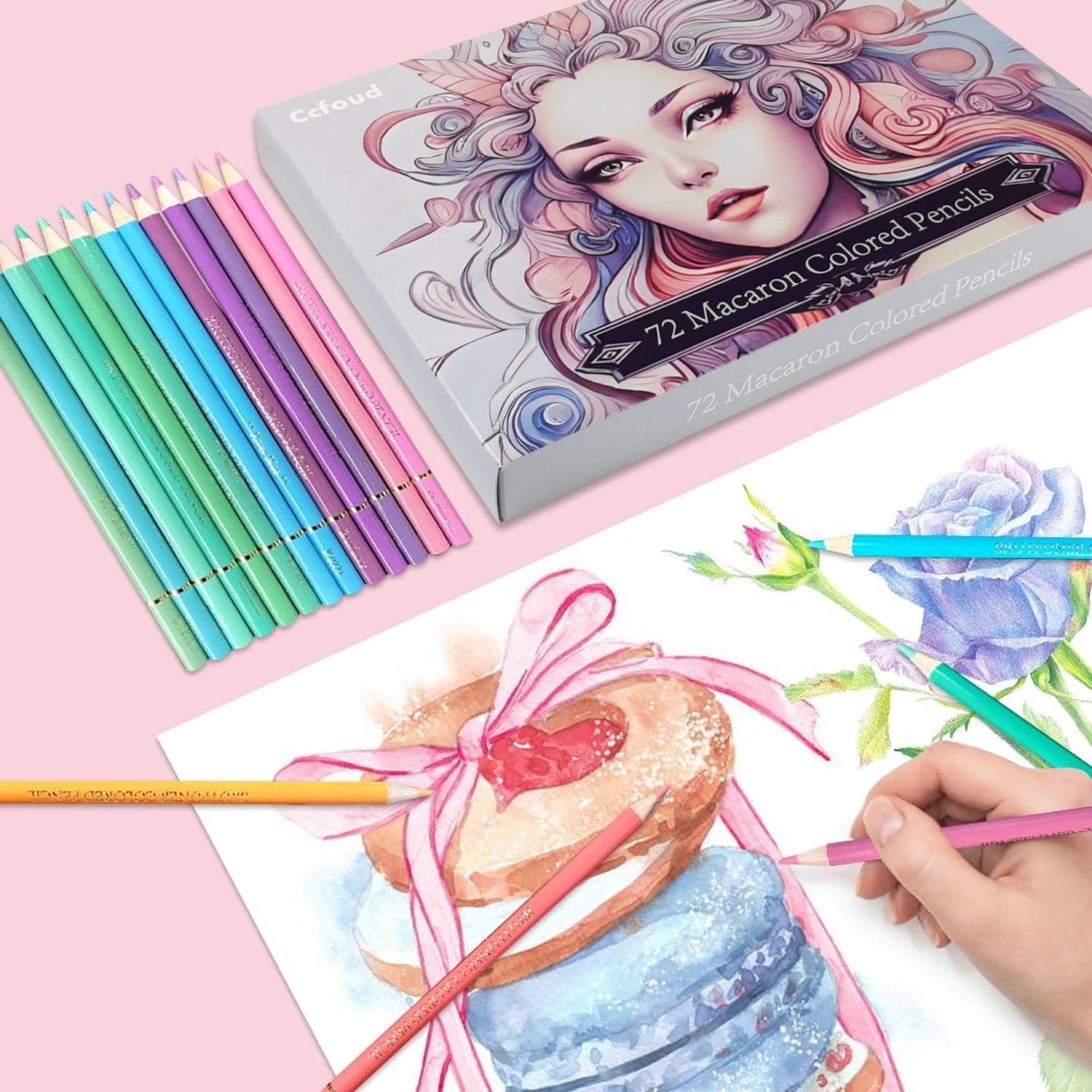 72 Colored Pencil Set, Professional Pastel Coloring Pencils, Art Drawing Pencils for  Adults Coloring Books Kids Beginners Blending Shading Sketching