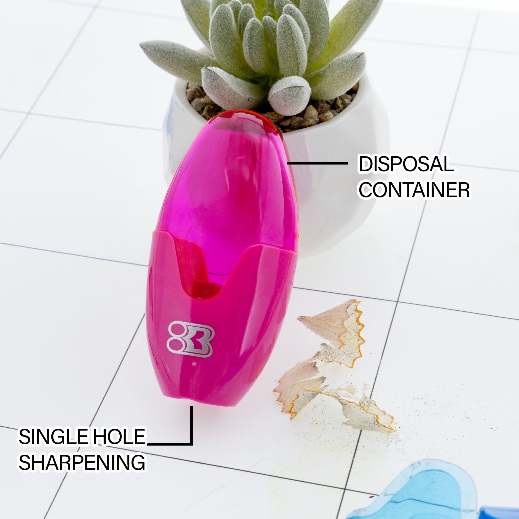 BAZIC Noah Sharpener w/ Receptacle, (3/Pack), 1-Pack