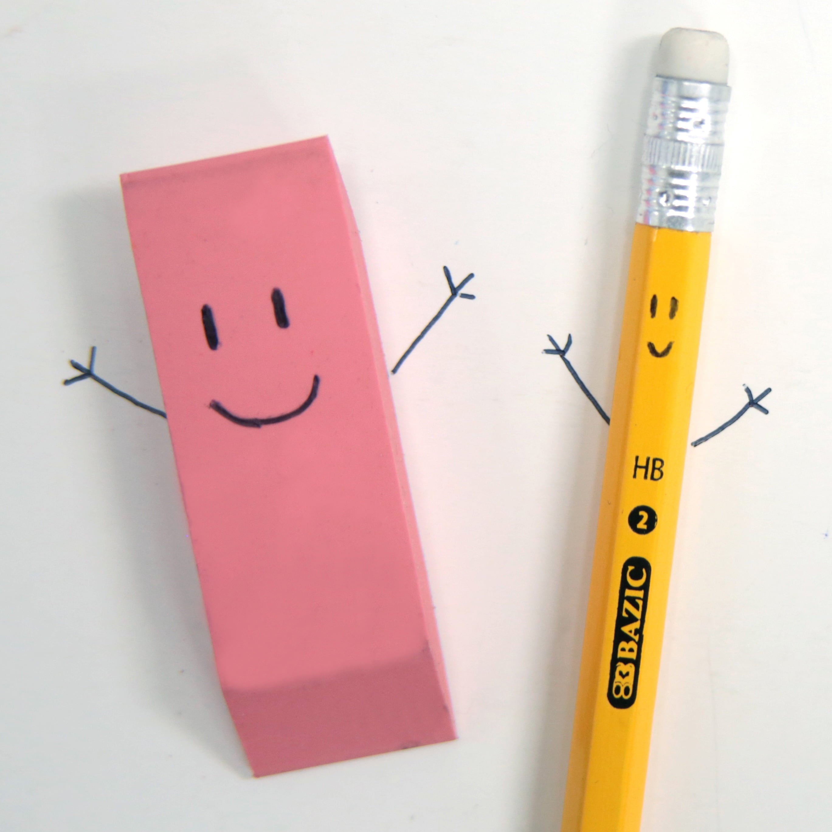 BAZIC Pencil Wood Pre-Sharpened #2 HB Jumbo Pencils, Latex Free Eraser (4/Pack), 2-Packs