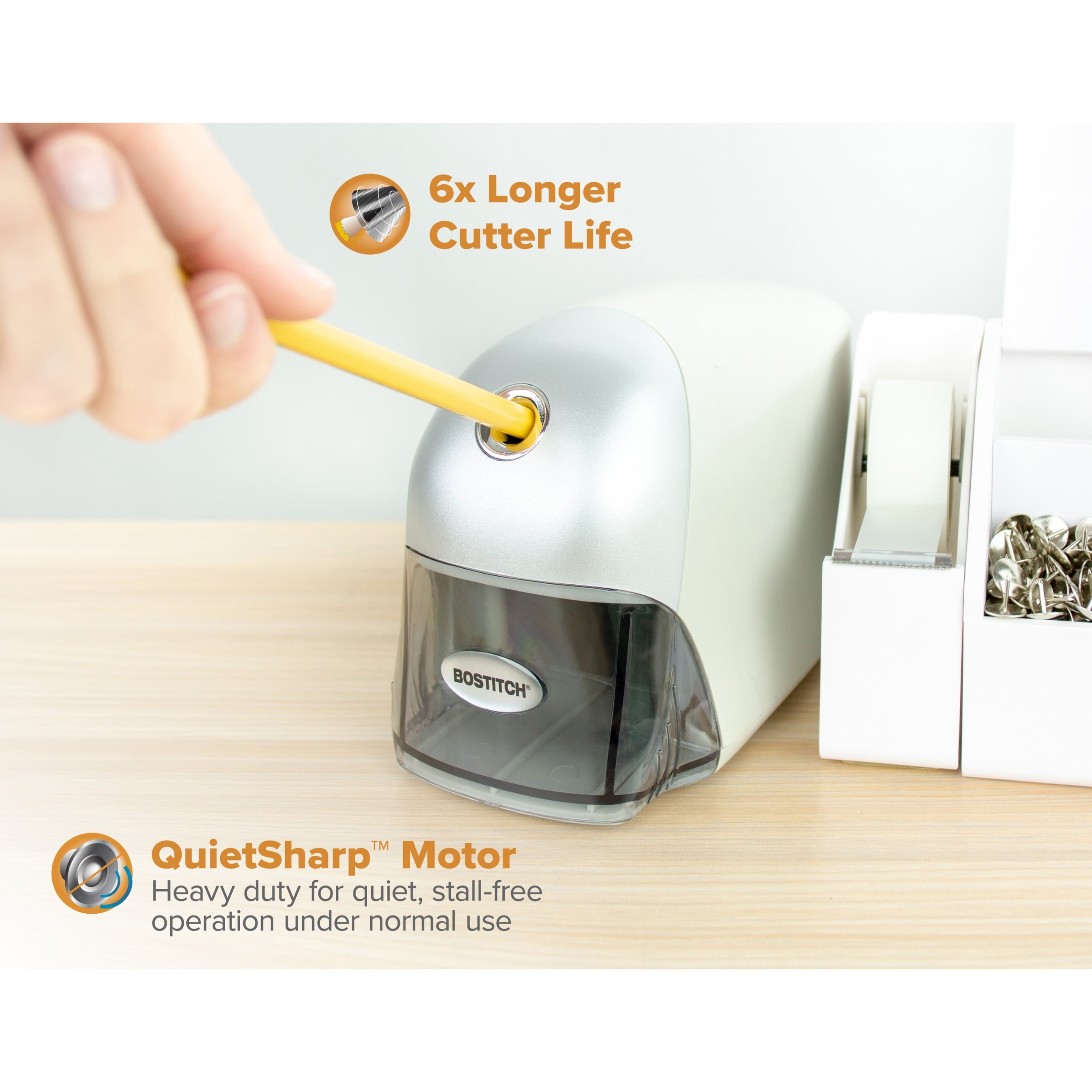 Bostitch Office QuietSharp Executive Electric Pencil Sharpener, Gray