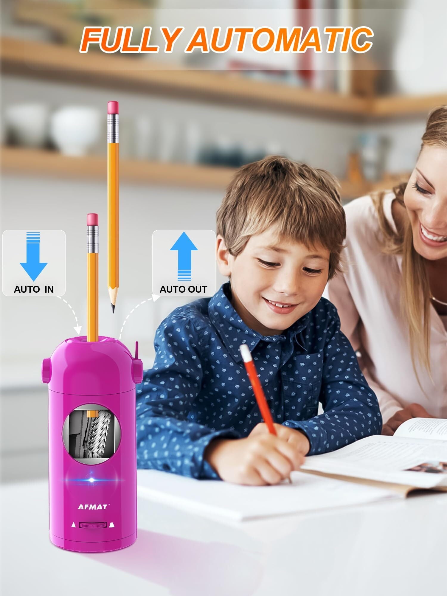 AFMAT Electric Pencil Sharpener Rechargeable Hands-Free Purple