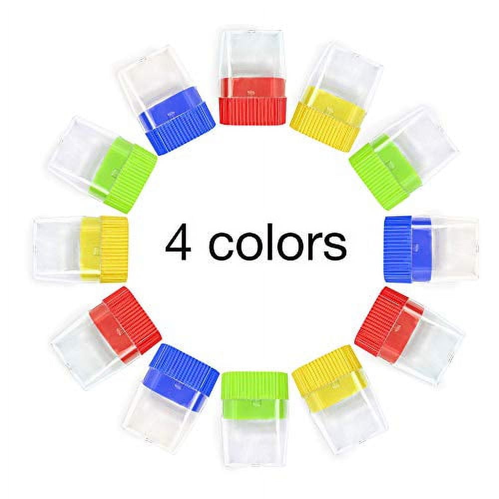 25 Pack of Bulk Wholesale Plastic Manual Handheld Pencil Sharpeners in Red, Blue, Green and Yellow Color Assortment