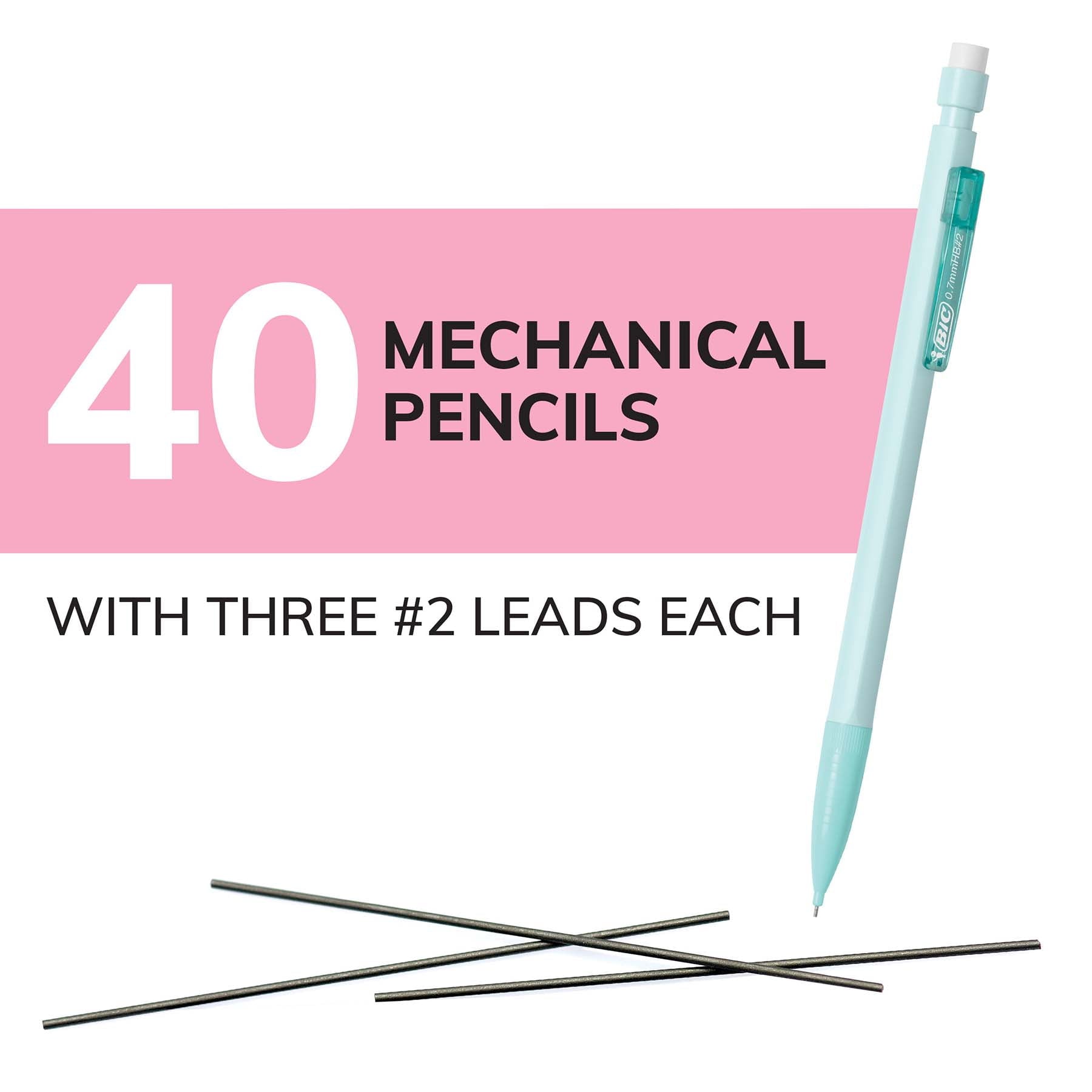 BIC Mechanical Pencil Xtra Life, Pastel Colors, 40 Count