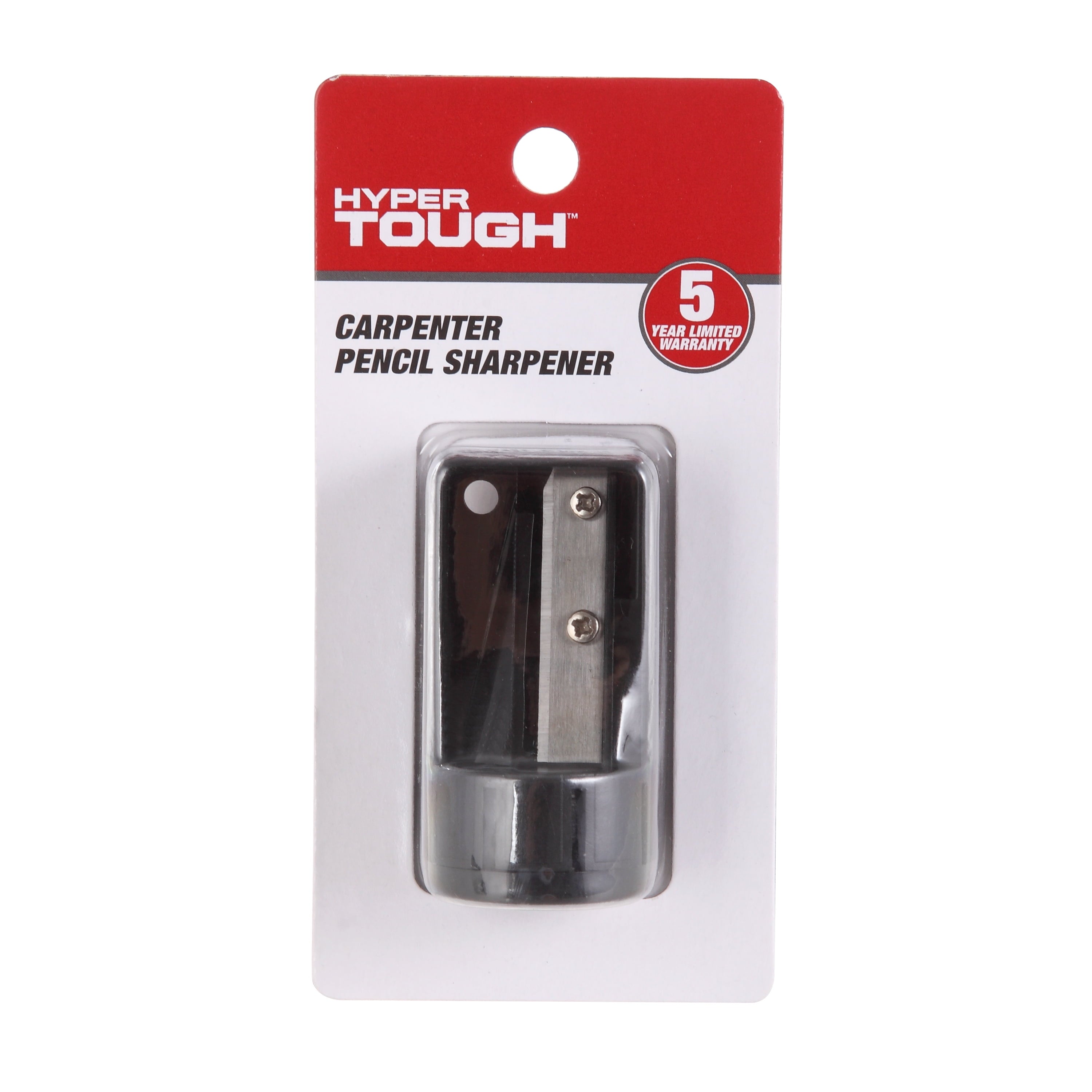 (4 pack) Hyper Tough Manual Pencil Sharpener for Carpenter Pencils with 1 Key Chain Hole, Black TR50133B