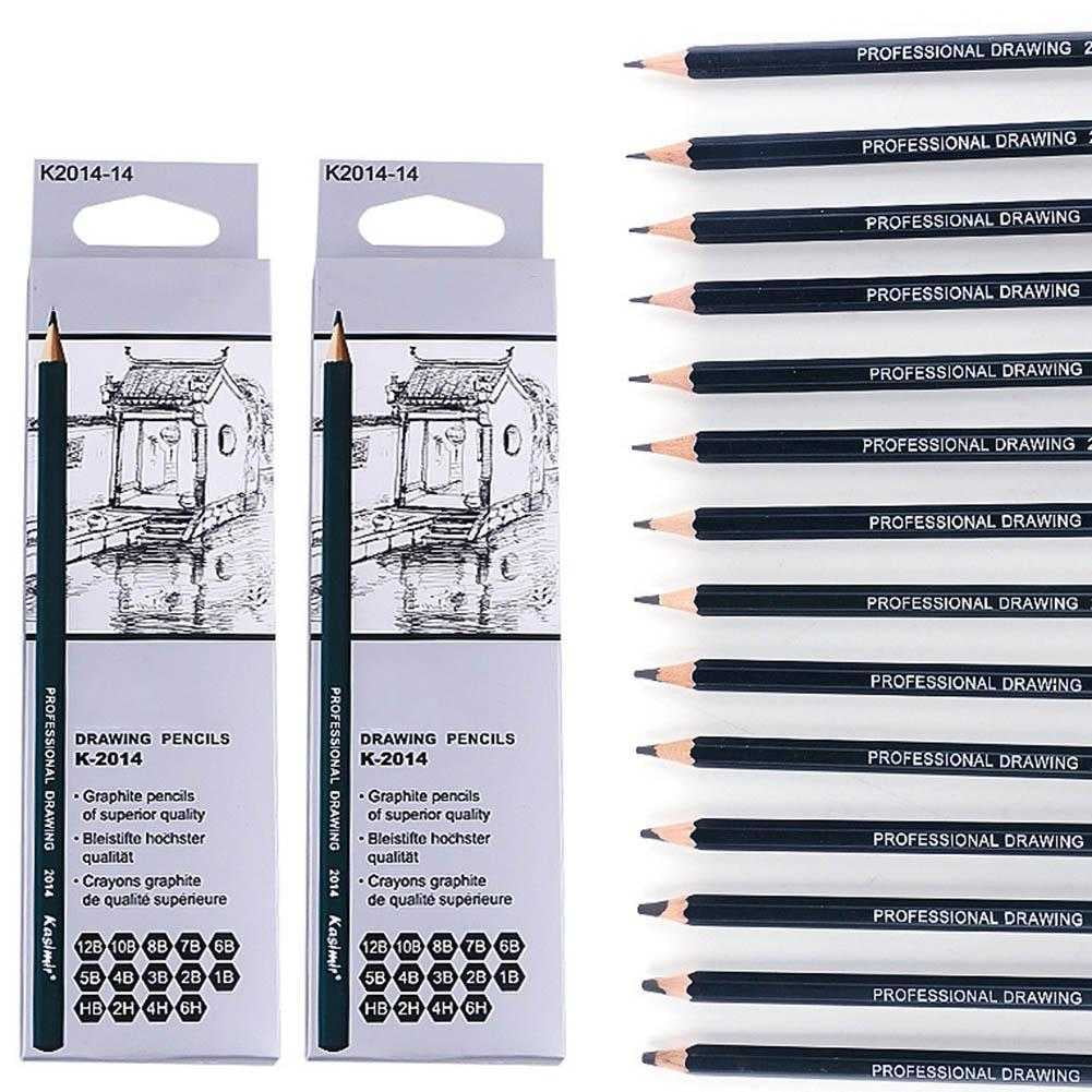 14pcs/set Wood Black Sketch Pencil Pencil Art Graphite Shading For Drawing Supplies Lead Sketch Black Art Pencils
