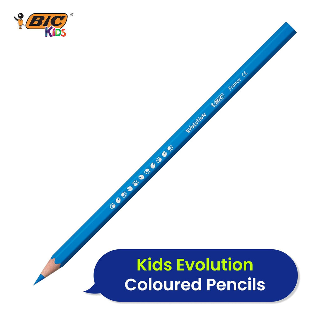 BIC Kids 12 Pack Evolution Coloured Pencils, Vivid, Easy to Sharpen, Extra Durable for School