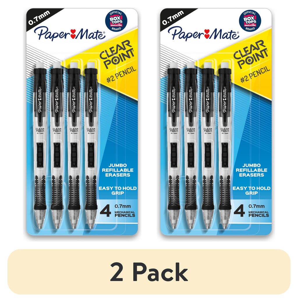 (2 pack) Paper Mate Clearpoint Mechanical Pencils, 0.7mm, #2 Lead, 4 Count