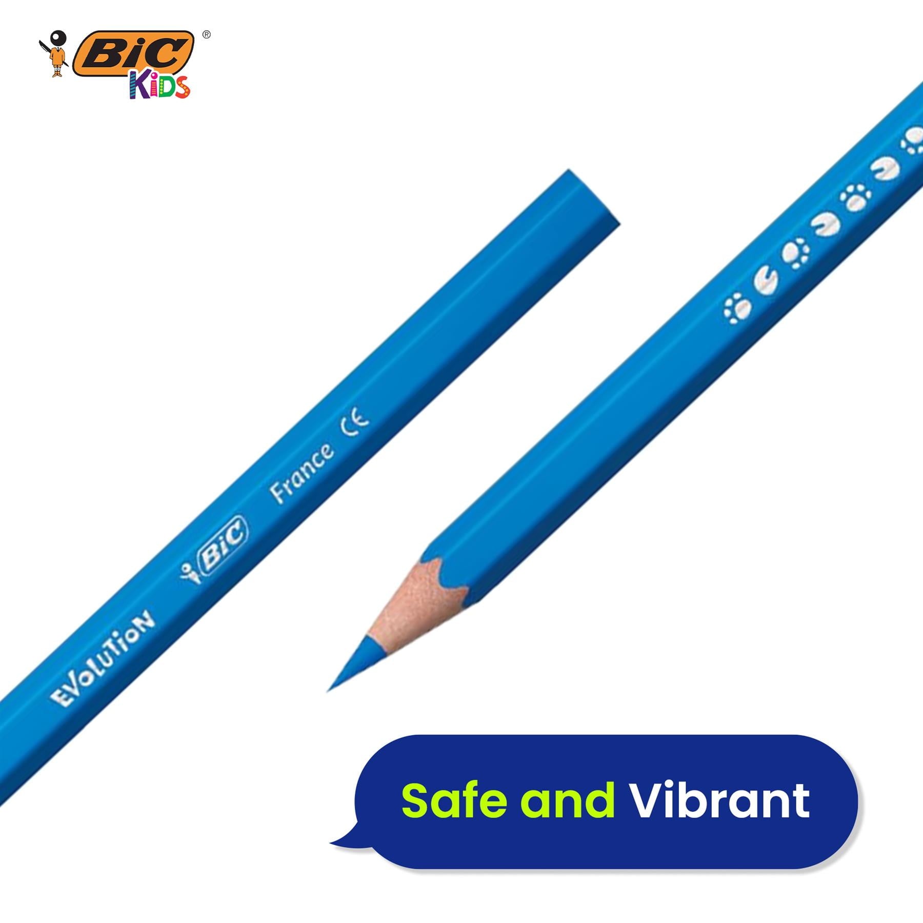 BIC Kids 12 Pack Evolution Coloured Pencils, Vivid, Easy to Sharpen, Extra Durable for School