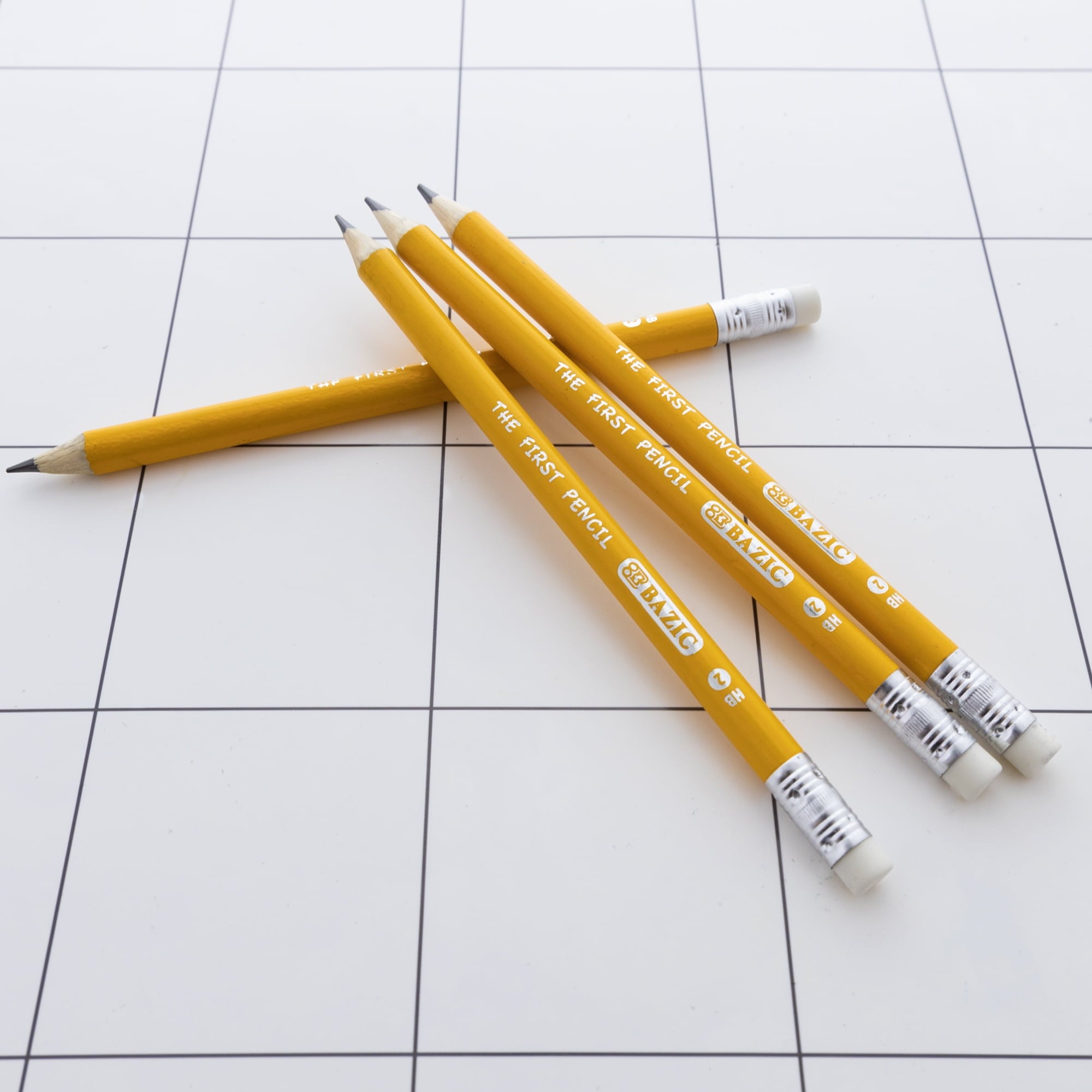 BAZIC Pre-Sharpened #2 HB Jumbo Pencils, Latex Free Eraser, (4/Pack), 1-Pack