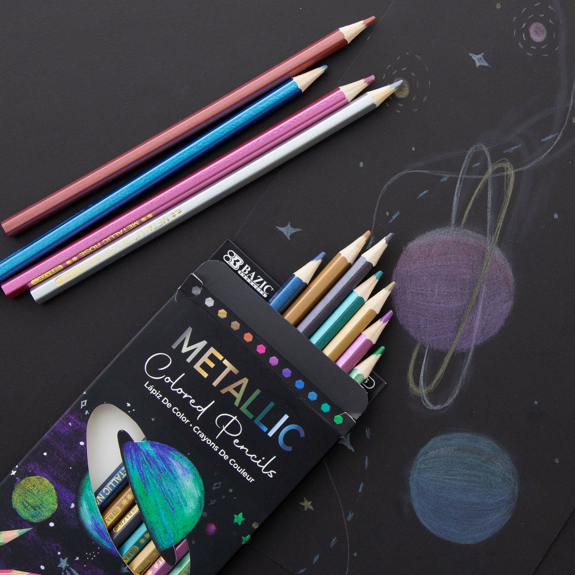 BAZIC Metallic Colored Pencils (12 Count)