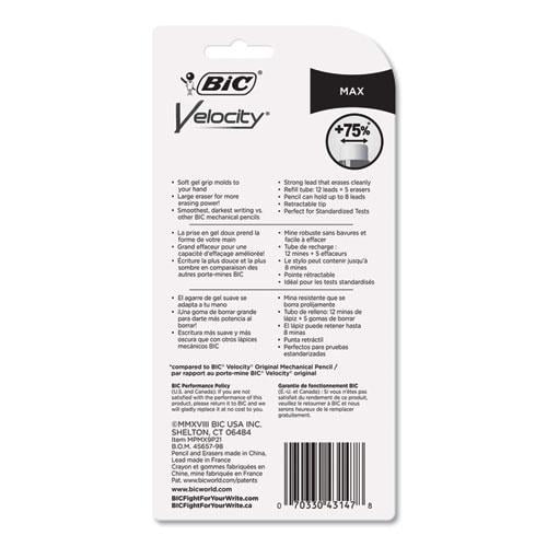 BIC Velocity Max Mechanical Pencil, Thick Point (0.9 mm), 2-Count