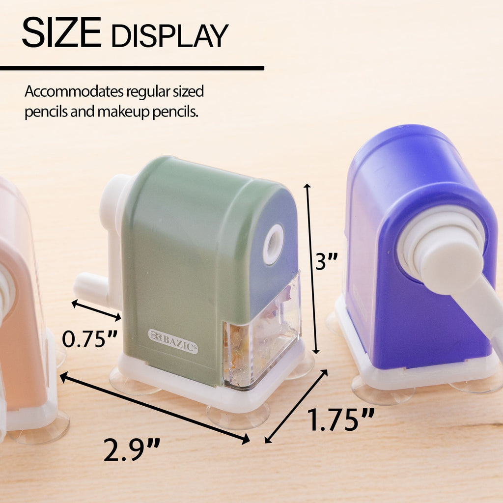 BAZIC Desktop Pencil Sharpener w/ Suction Cup Base, 6-Pack