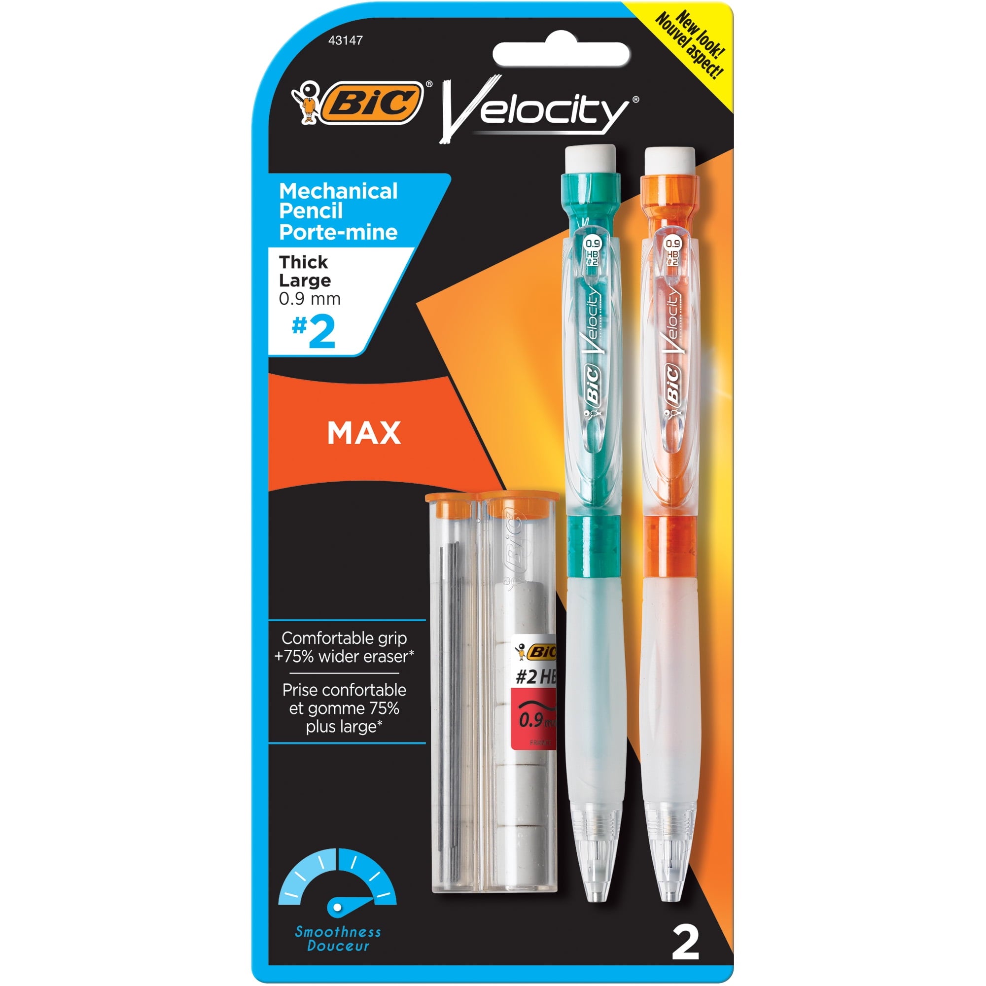 BIC Velocity Max Mechanical Pencil, Thick Point (0.9 mm), 2-Count